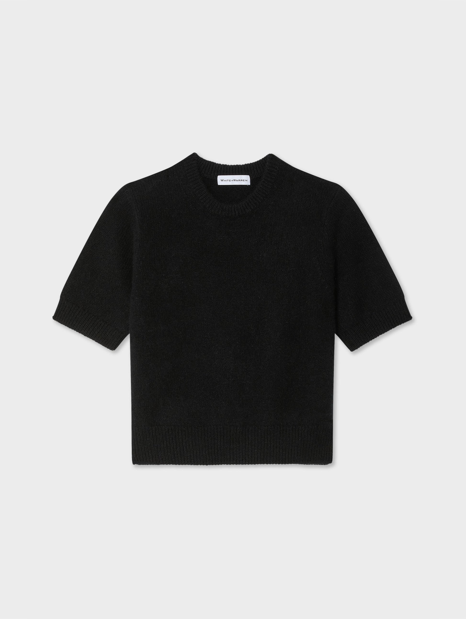 White + Warren black brushed cashmere tee shirt.