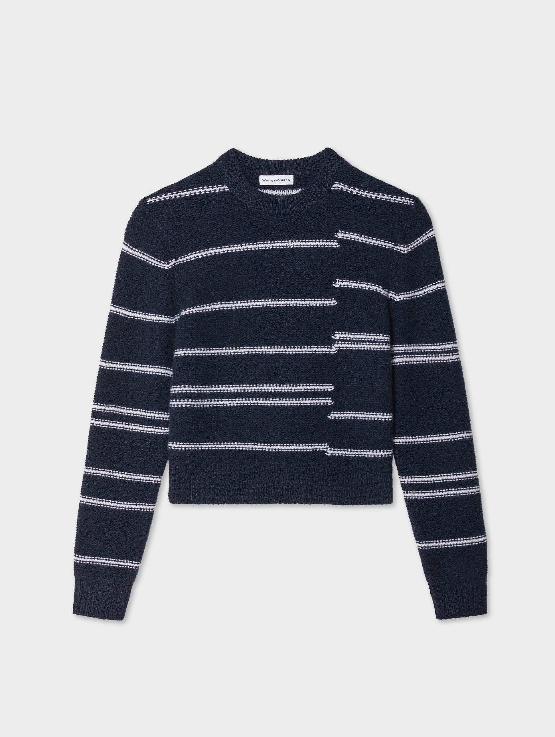Cashmere Broken Stripe Crewneck