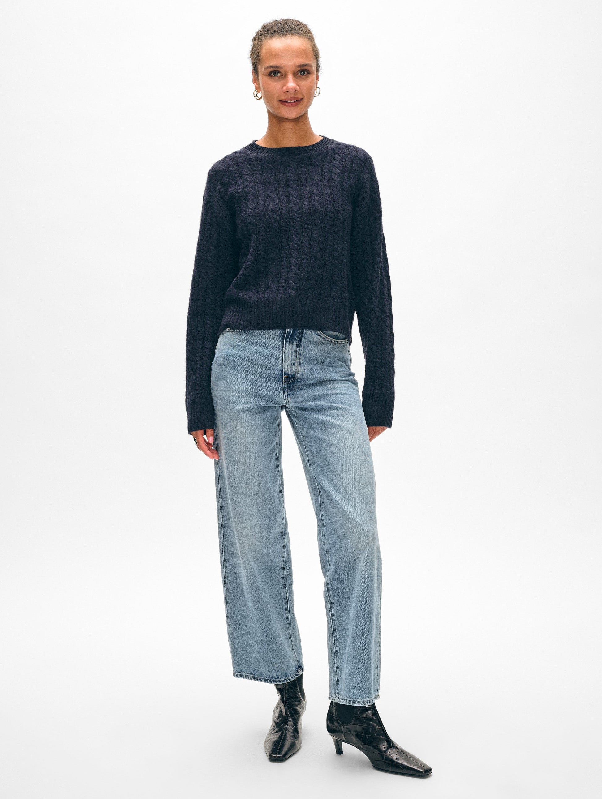 Cashmere Mixed Cable Crewneck
