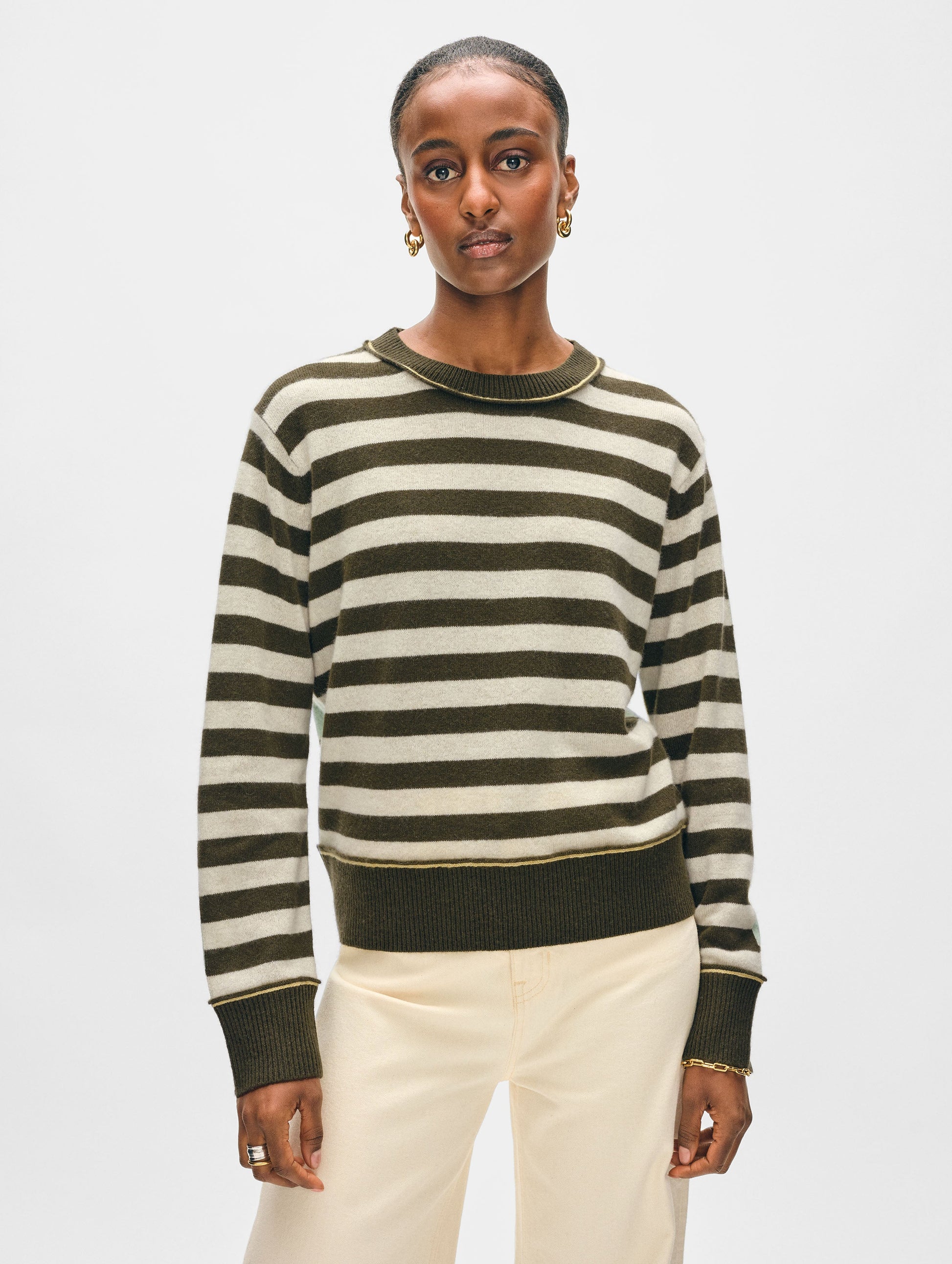 Cashmere Mixed Stripe Crewneck