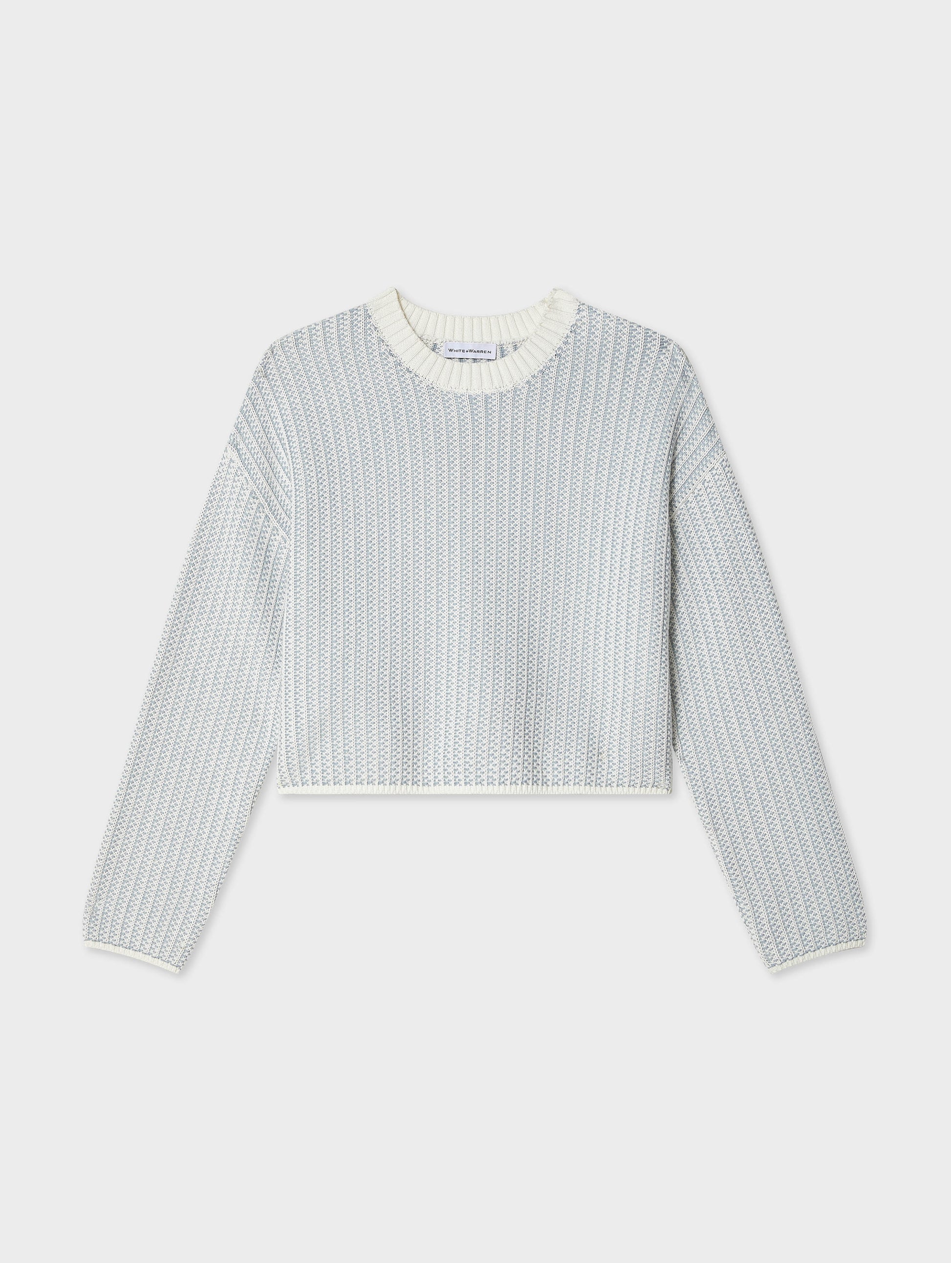 Cotton Two-toned Textured Crewneck