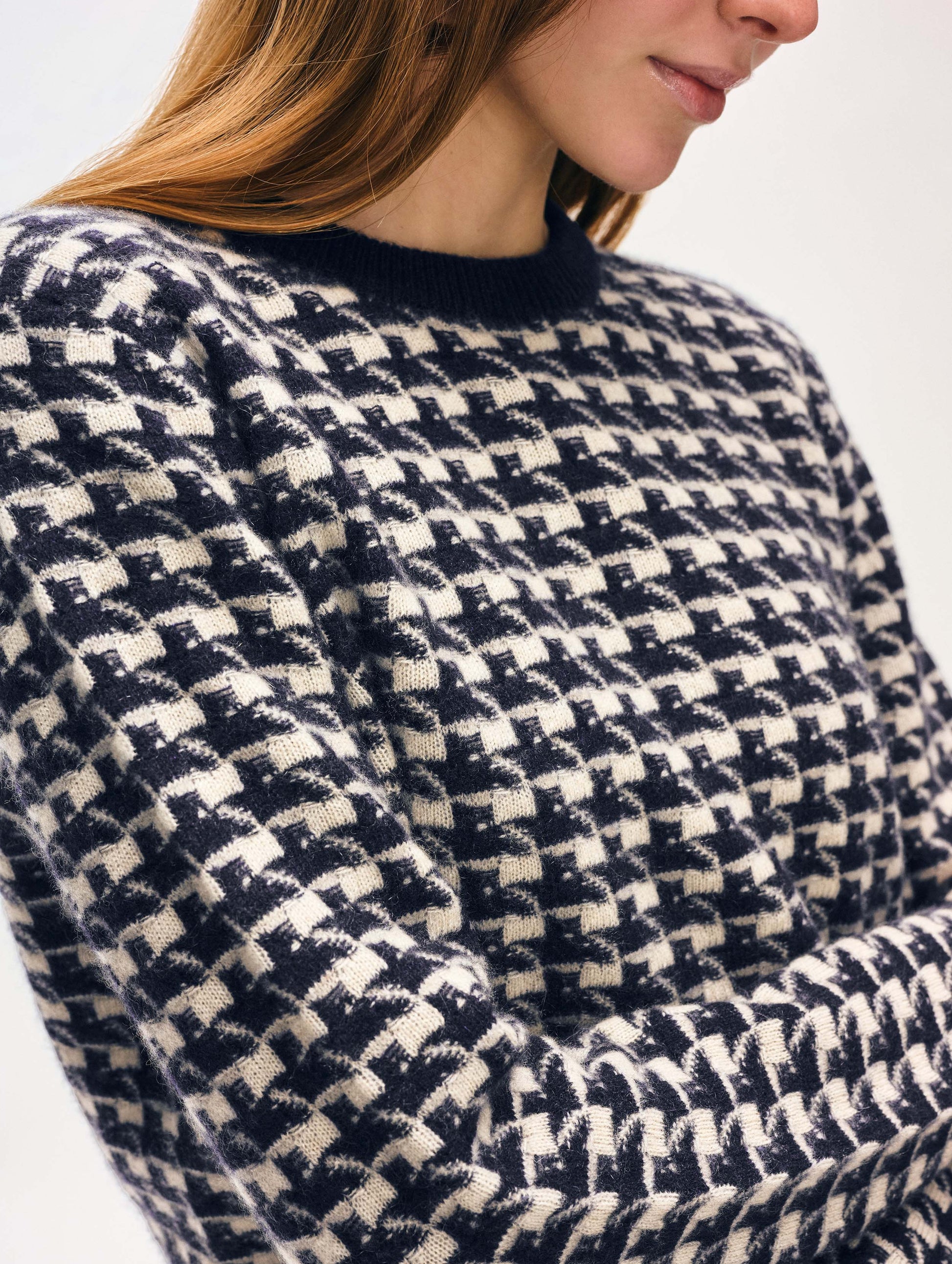 Cashmere Gingham Crewneck