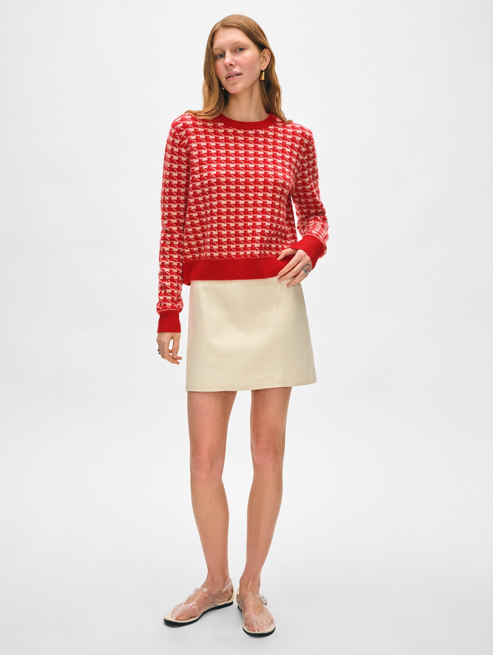 Cashmere Gingham Crewneck