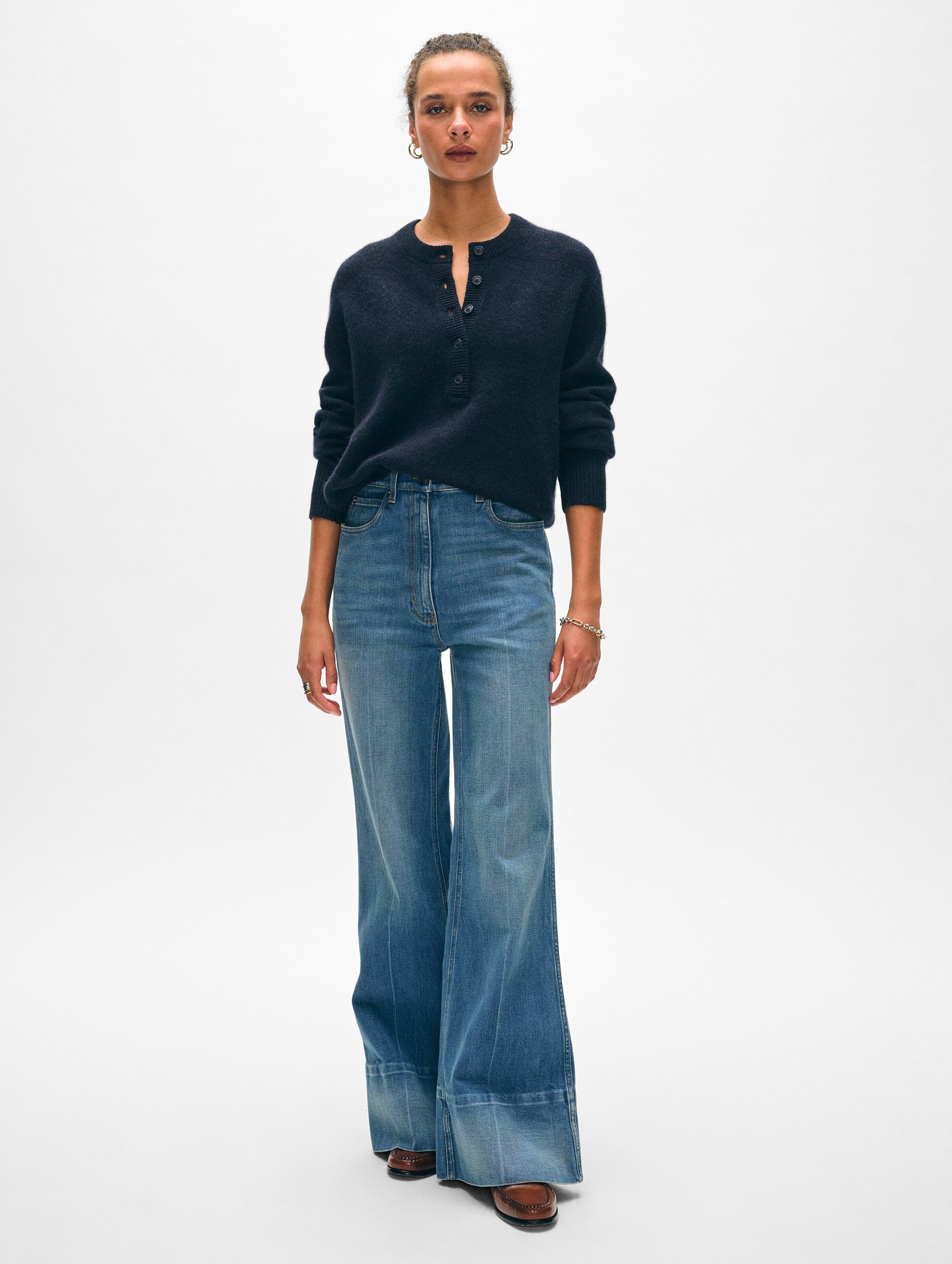 Cashmere Rib Trim Henley