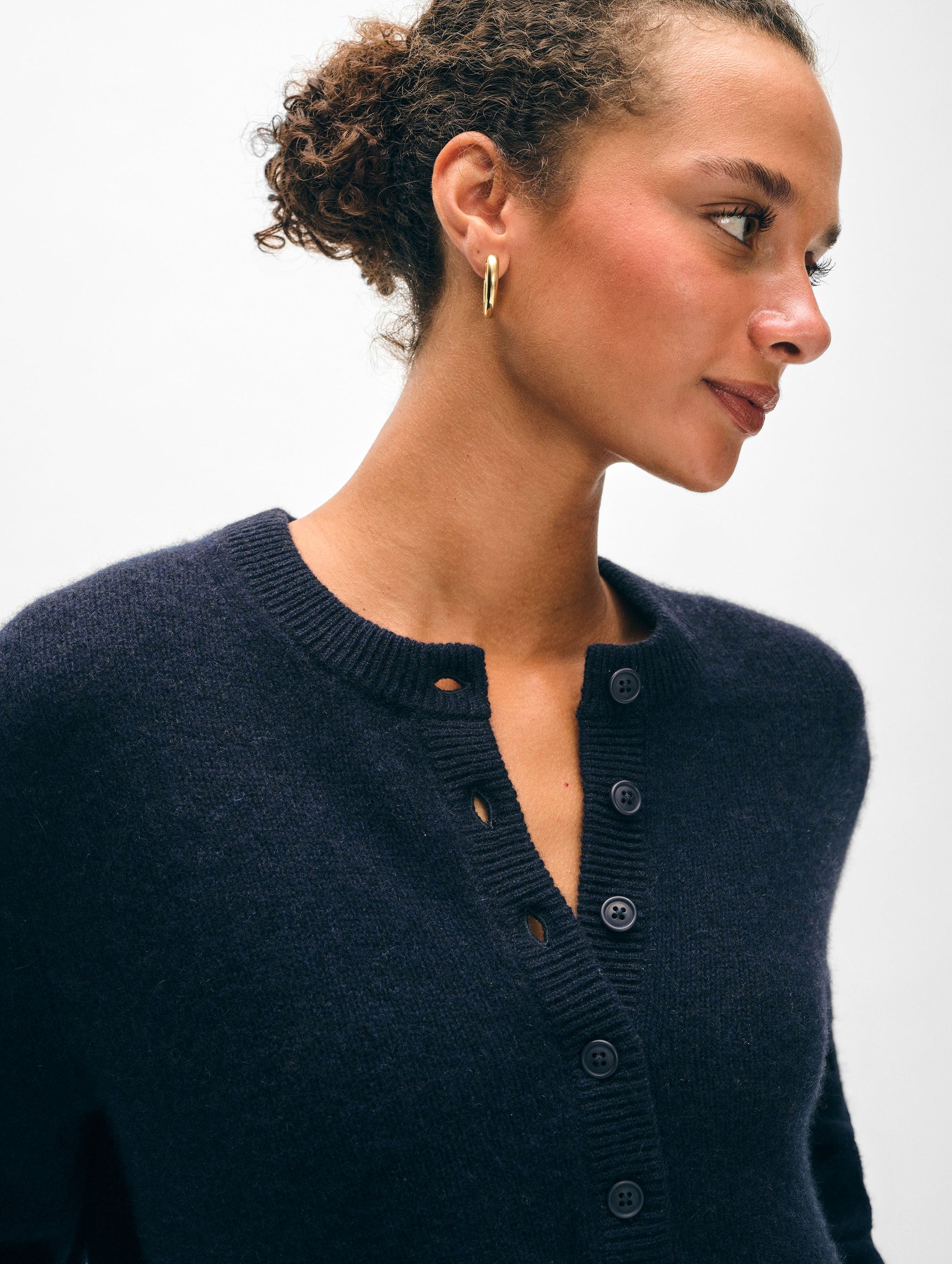 Cashmere Rib Trim Henley