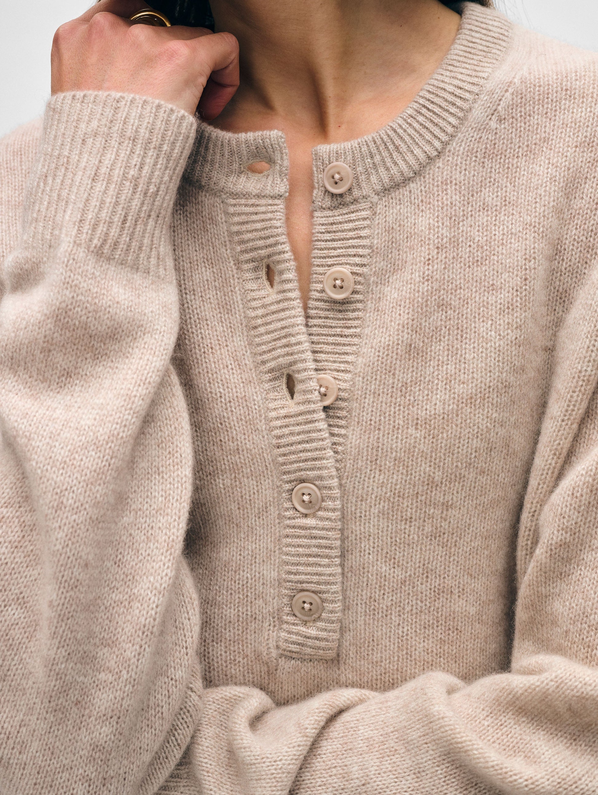 Cashmere Rib Trim Henley