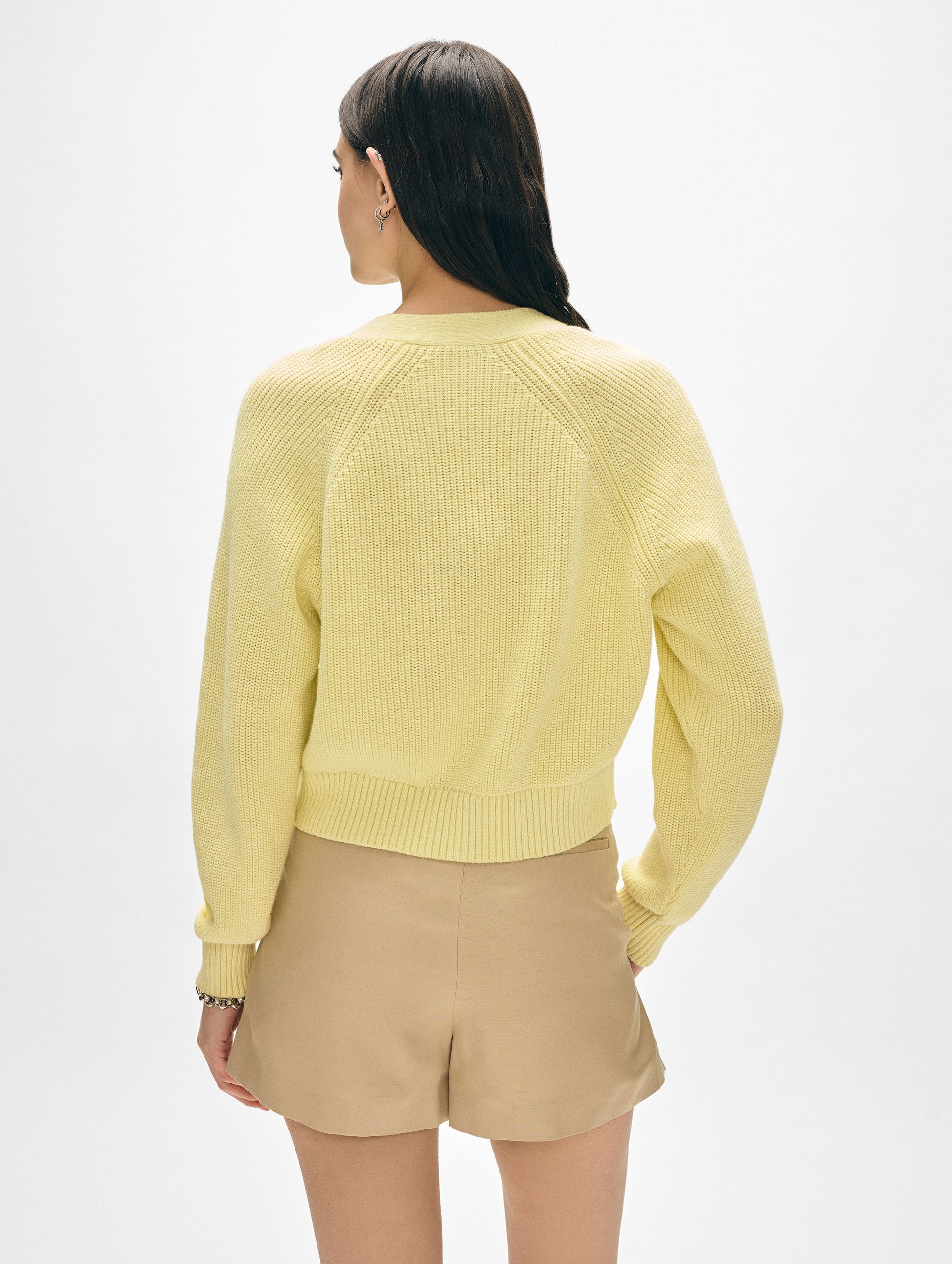 Linen Blend Ribbed Cardigan