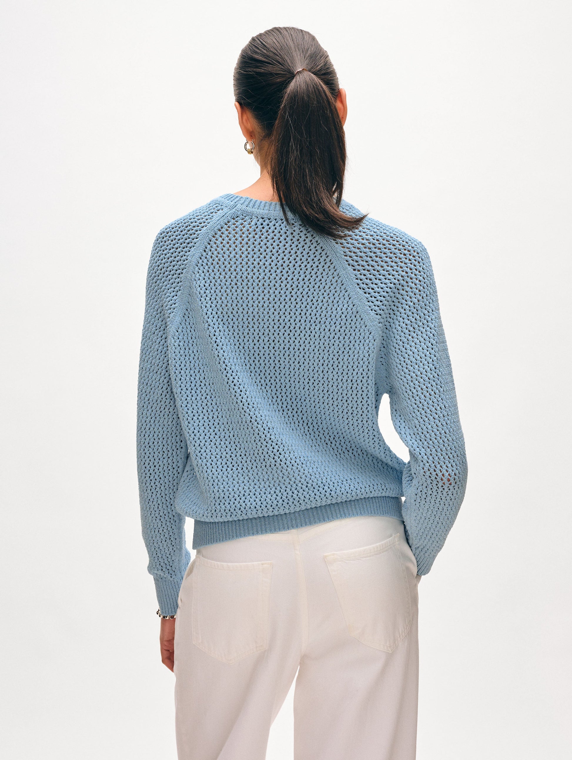Fine Cotton Bouclé Mesh Sweatshirt