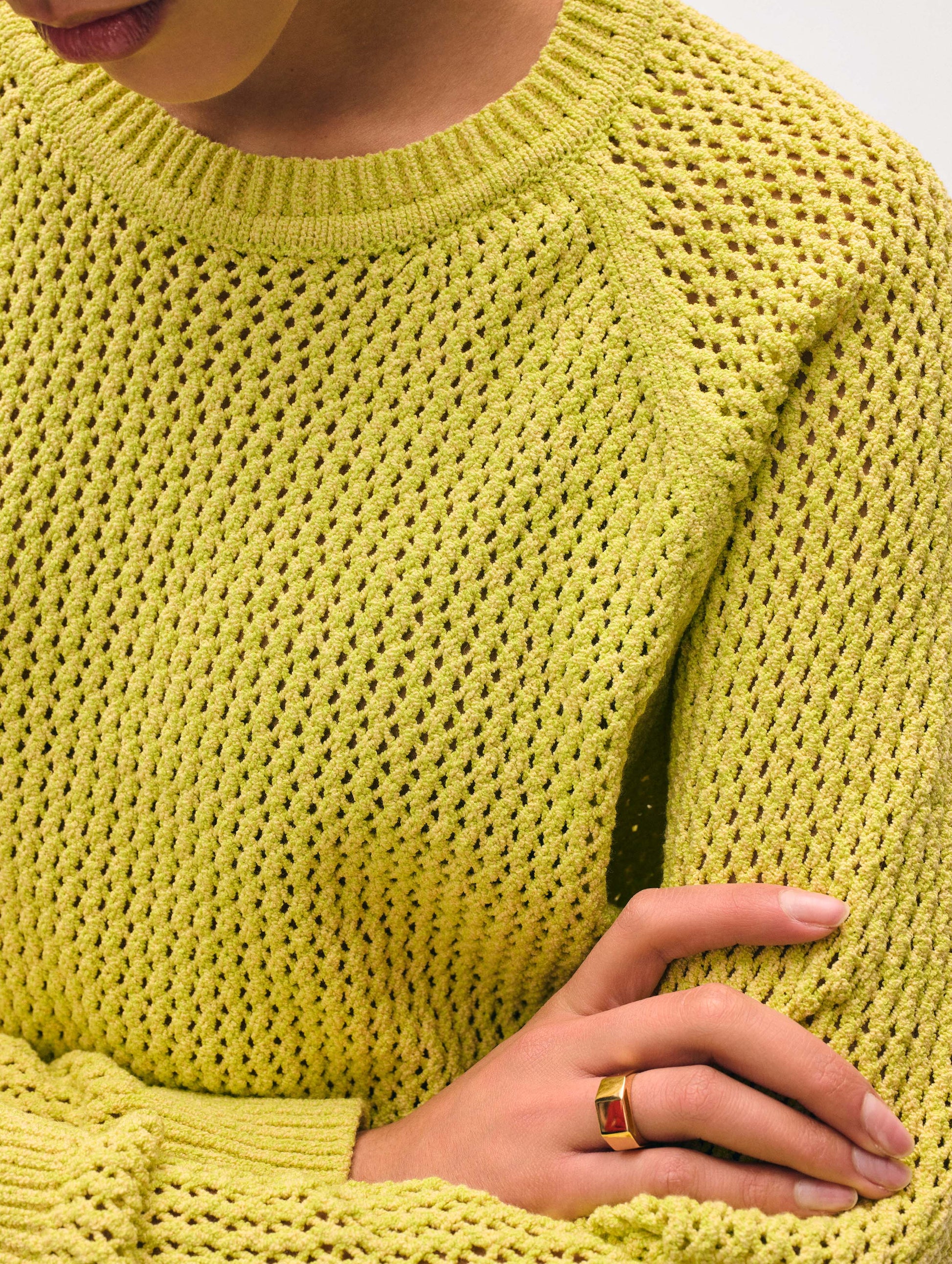 Fine Cotton Bouclé Mesh Sweatshirt
