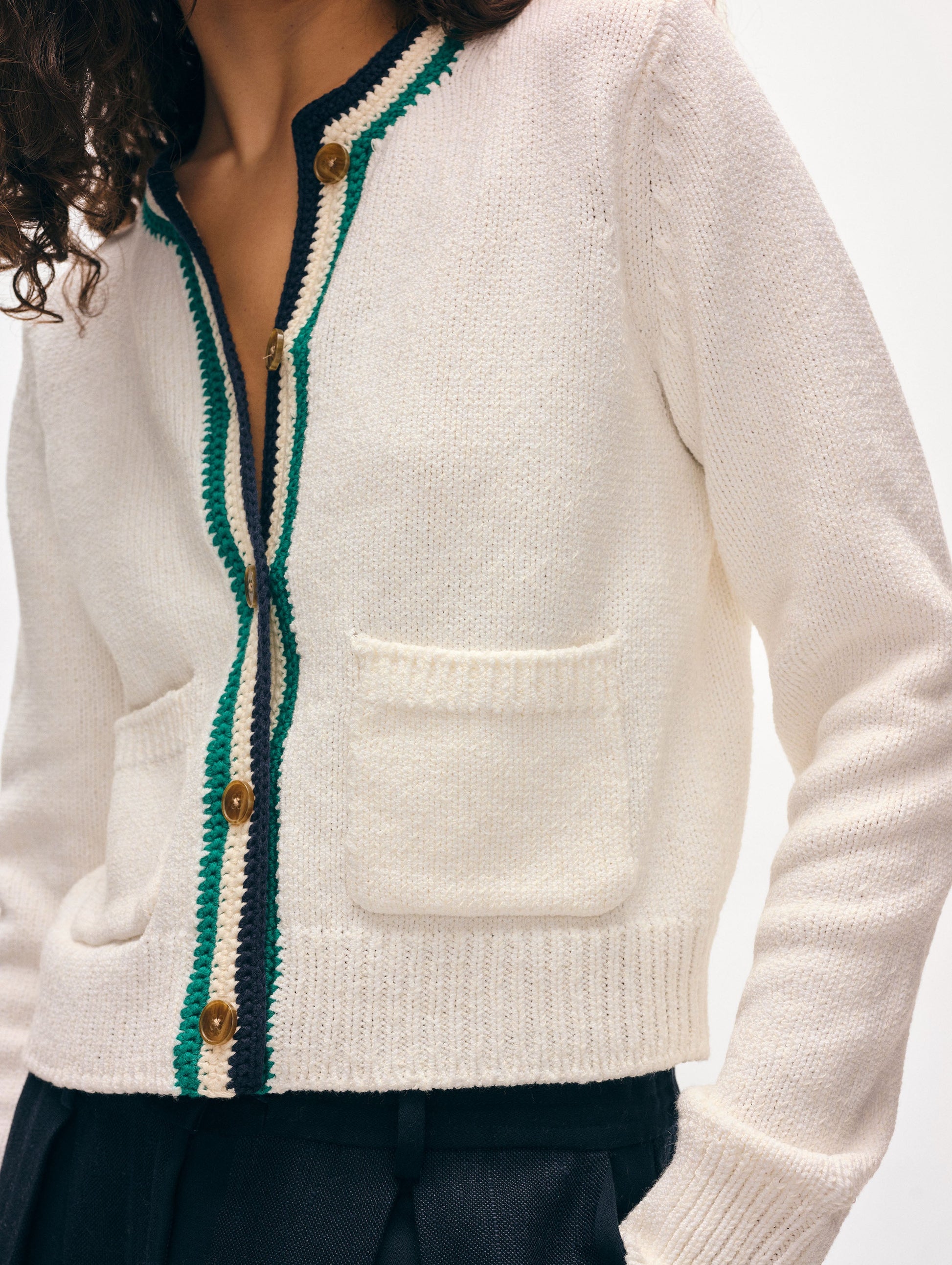 Lofty Cotton Crochet Trim Cardigan