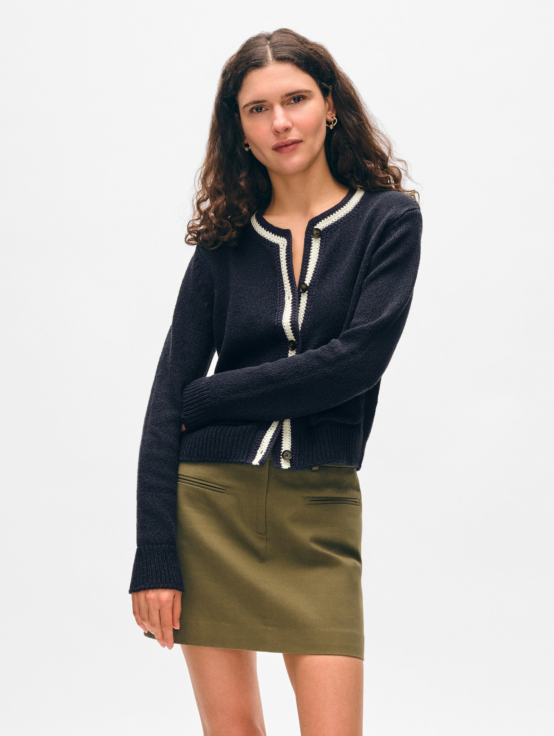 Lofty Cotton Crochet Trim Cardigan