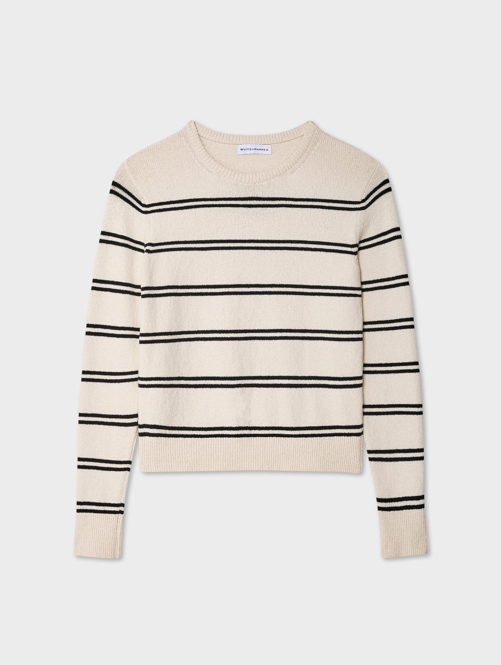 Fine Cotton Bouclé Striped Crewneck