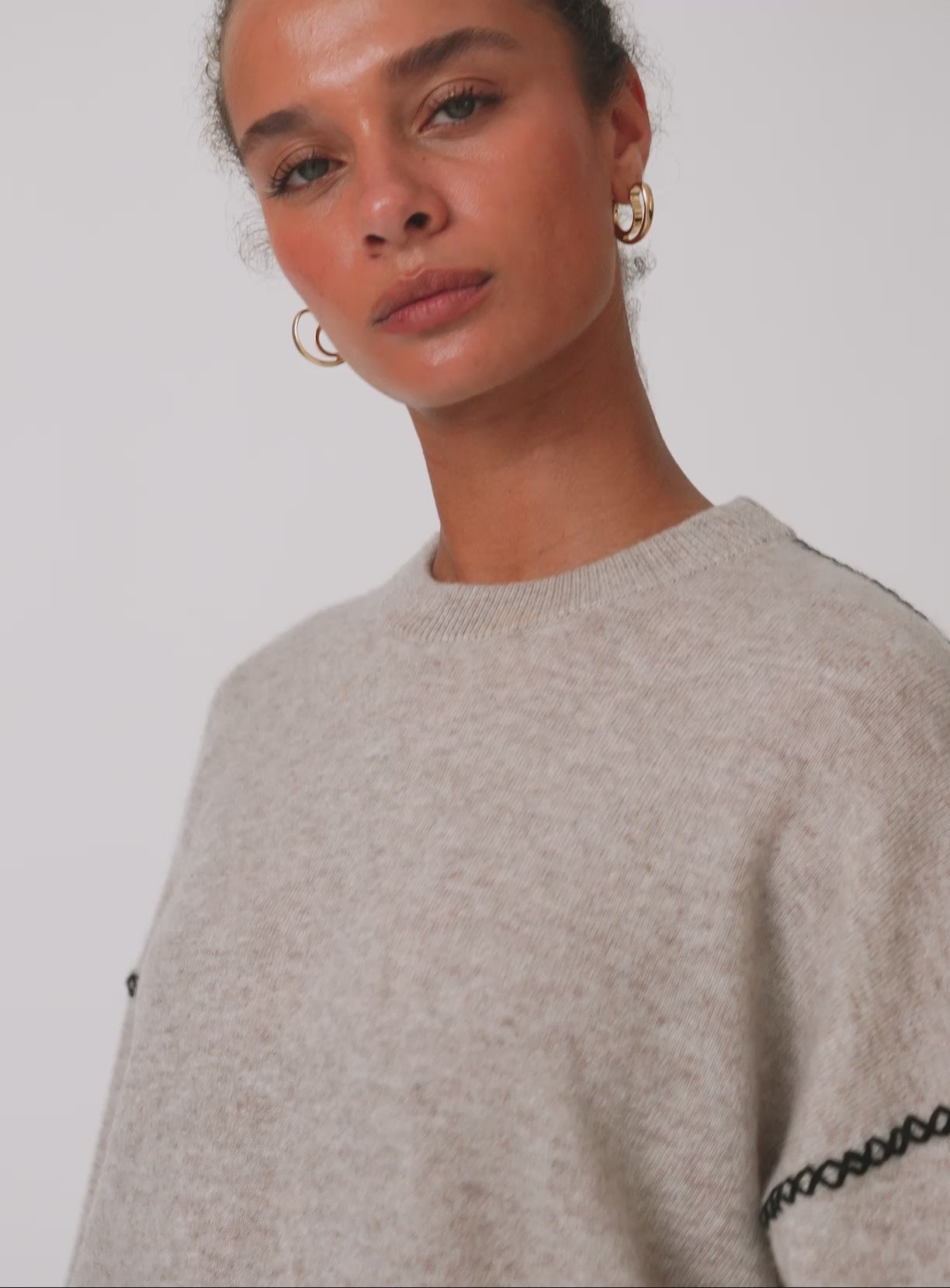 Cashmere Blanket Stitch Crewneck