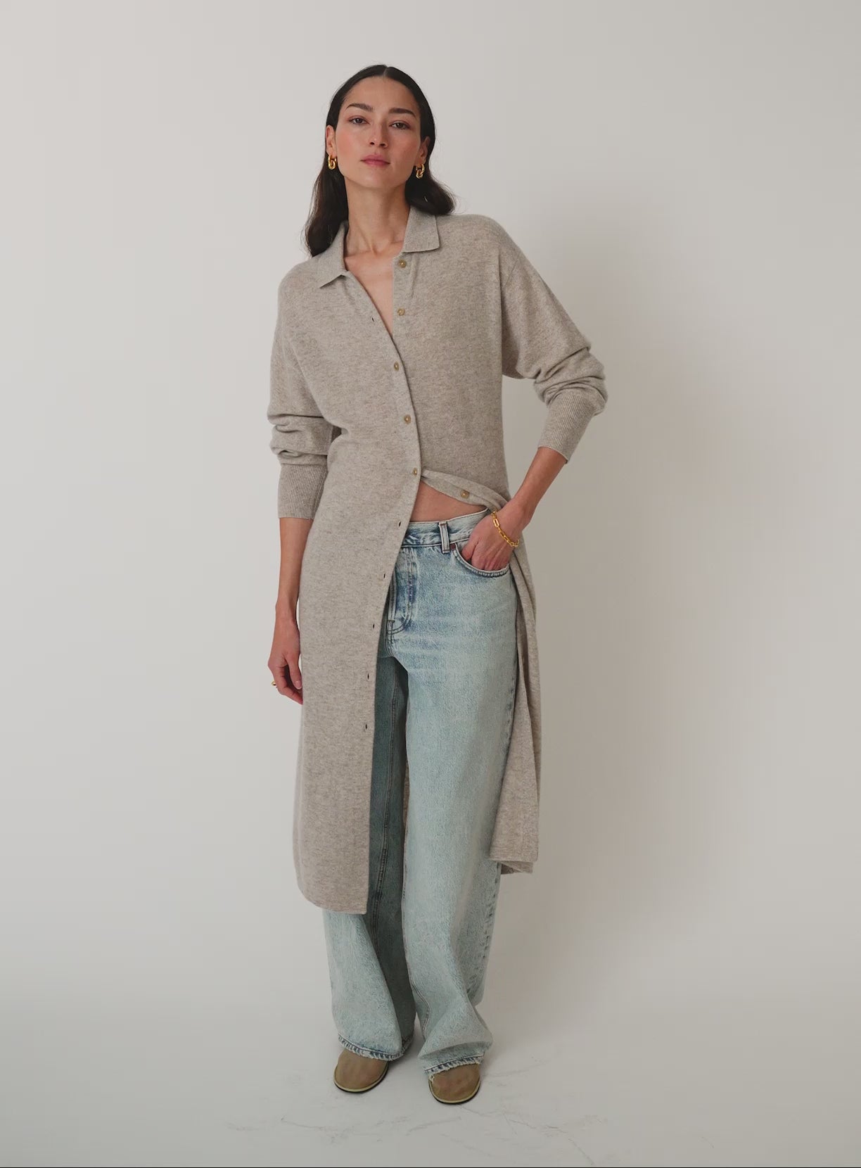 Cashmere Collared Duster Cardigan