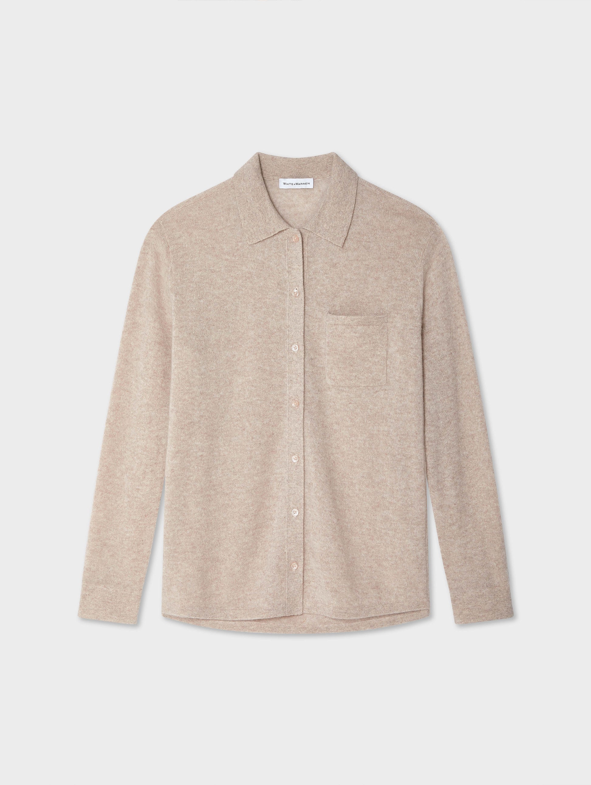 beige button down collared shirt