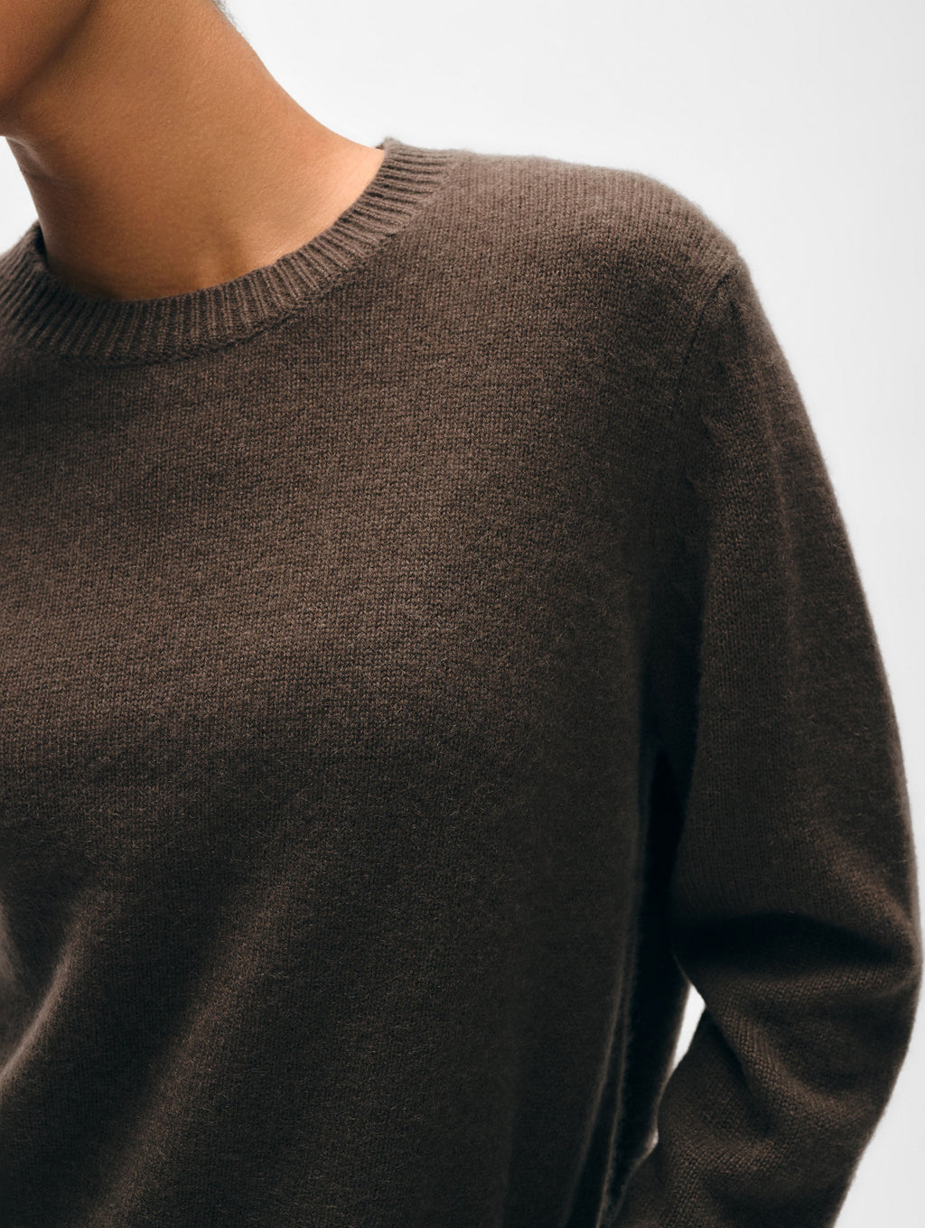 Cashmere Rib Trim Crewneck