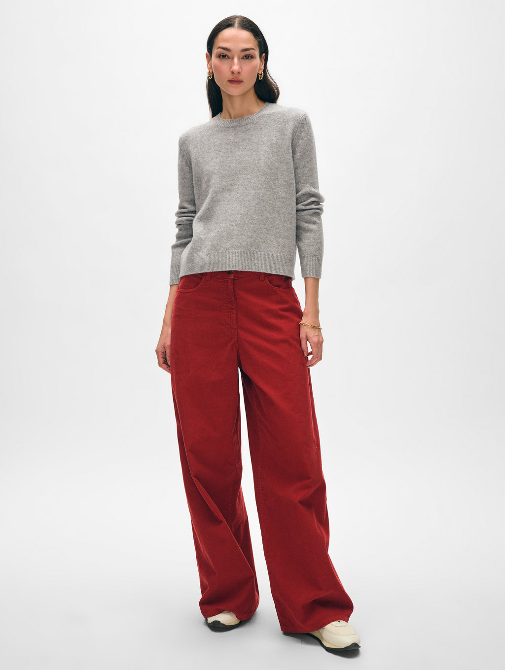 Cashmere Rib Trim Crewneck