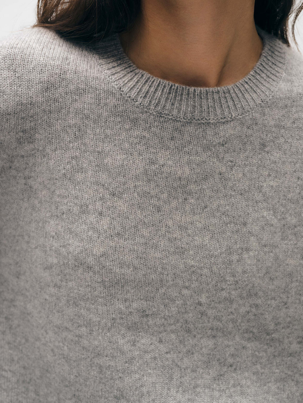 Cashmere Rib Trim Crewneck