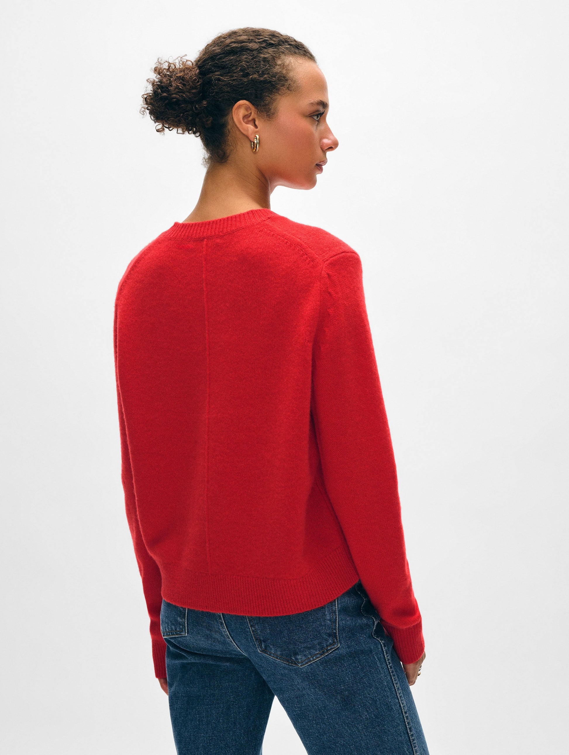 Cashmere Rib Trim Crewneck