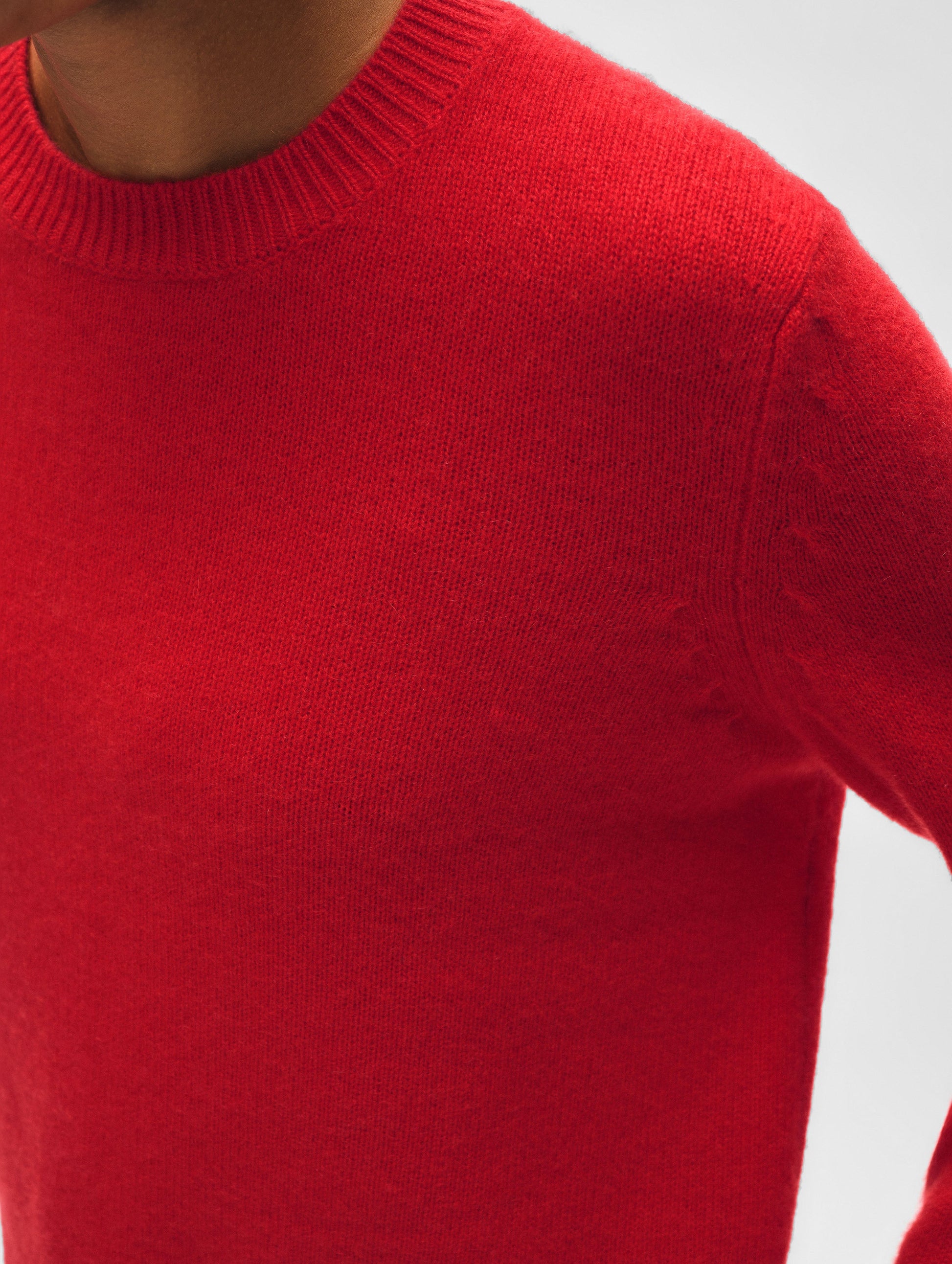 Cashmere Rib Trim Crewneck
