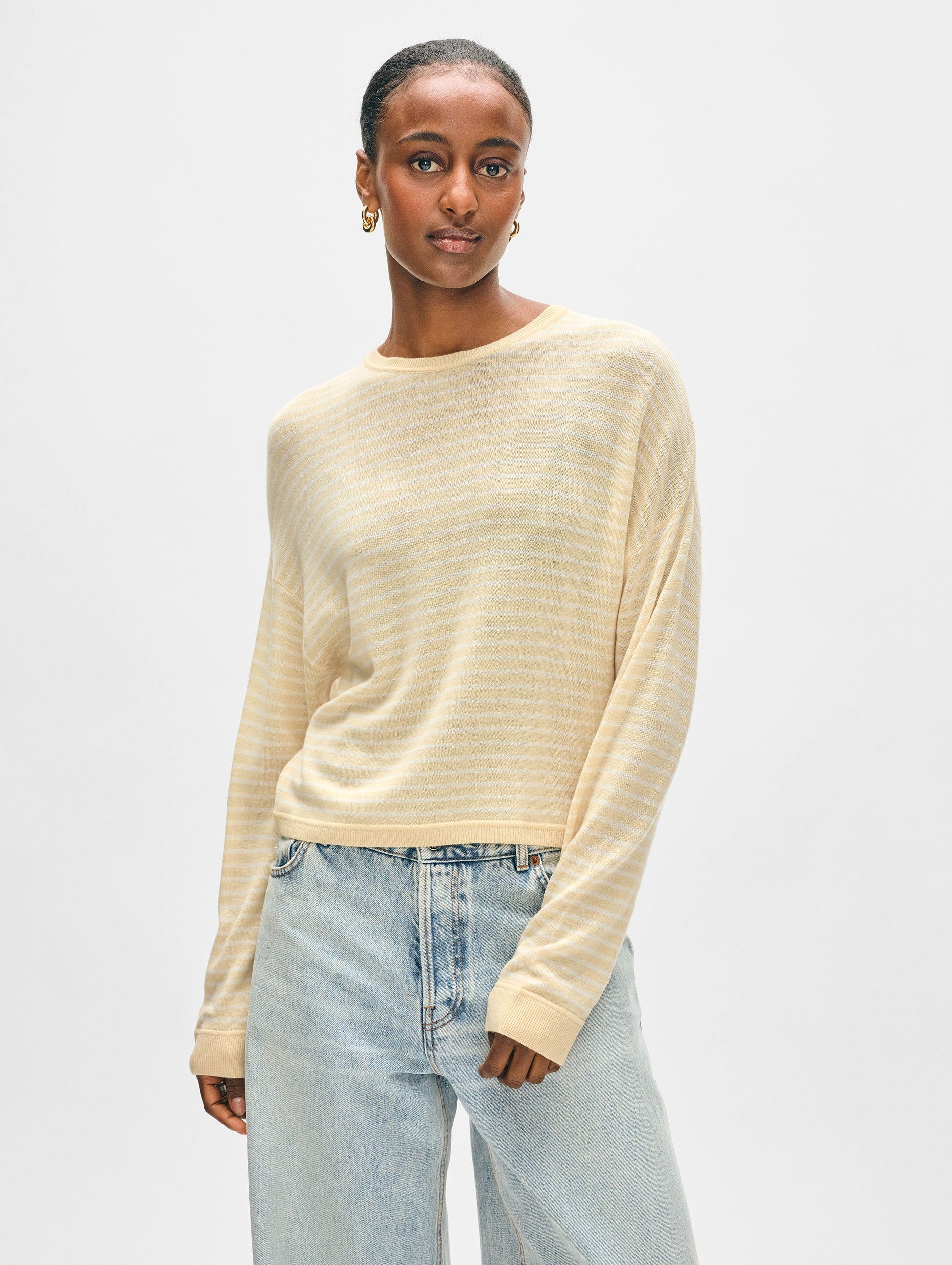 Superfine Cashmere Striped Sweatshirt