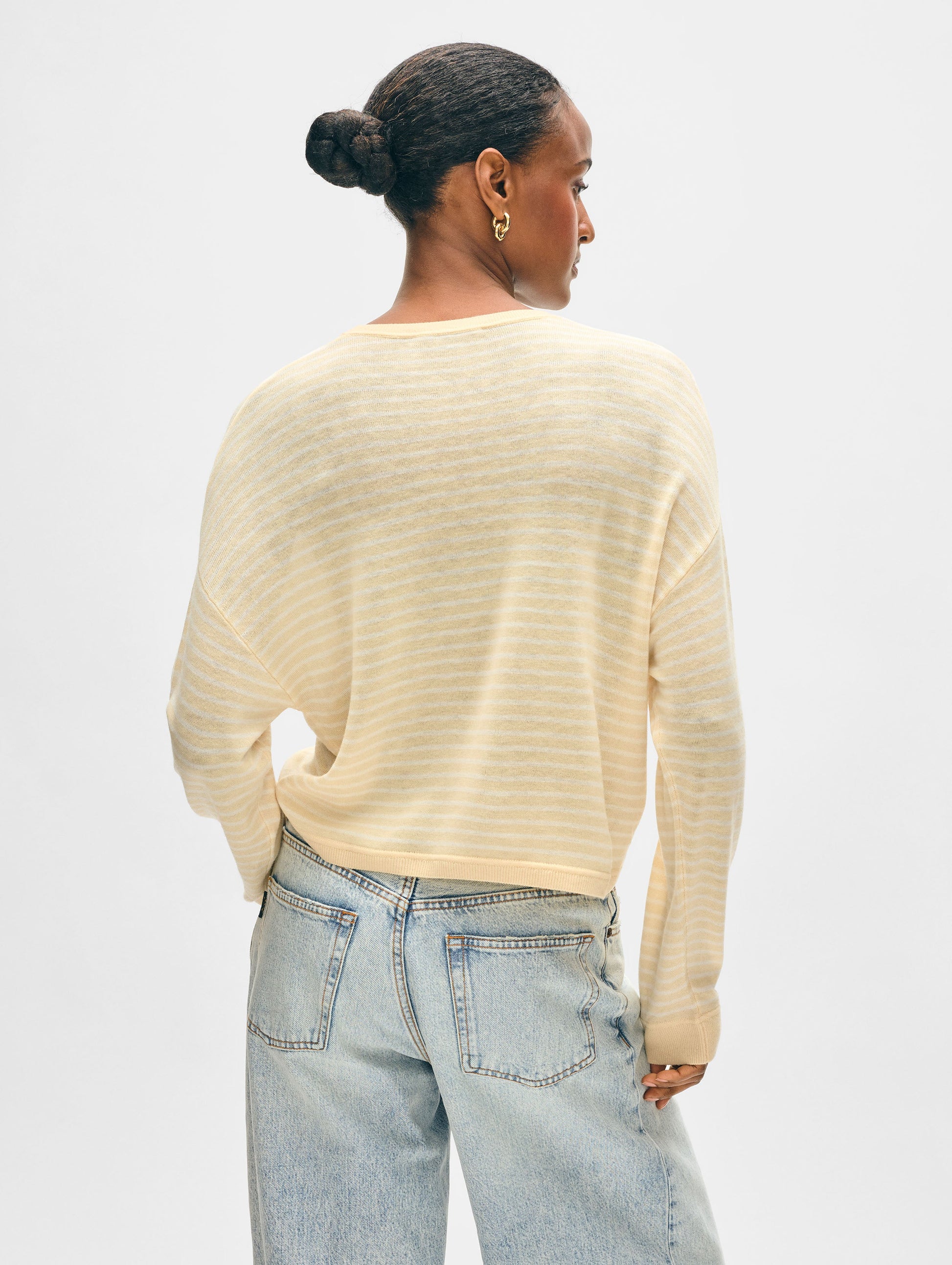 Superfine Cashmere Striped Sweatshirt