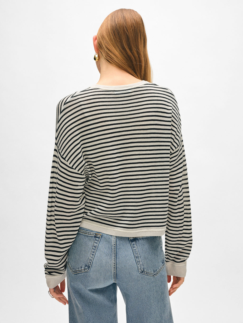 Superfine Cashmere Striped Sweatshirt