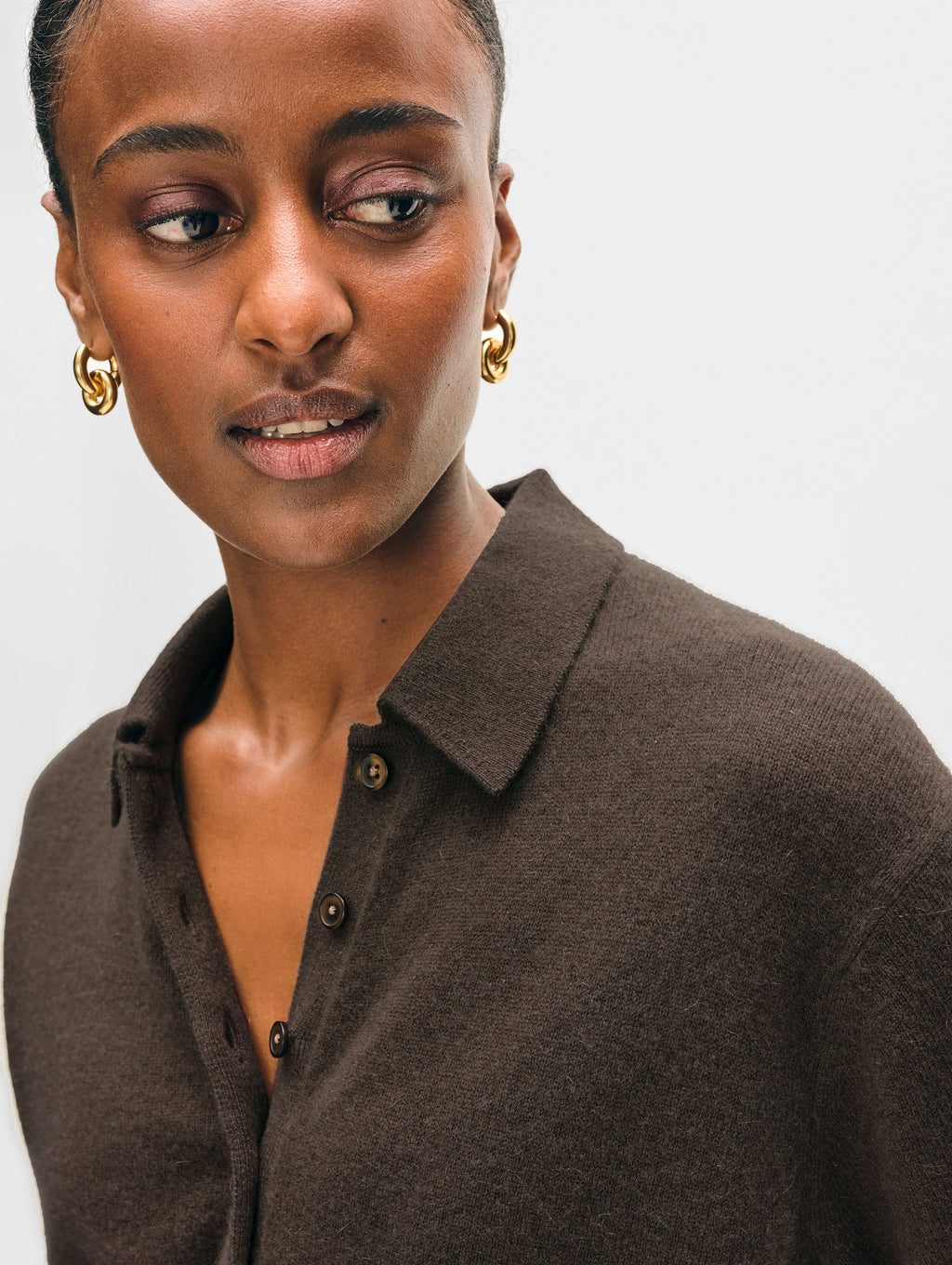 Cashmere Short Sleeve Button Polo