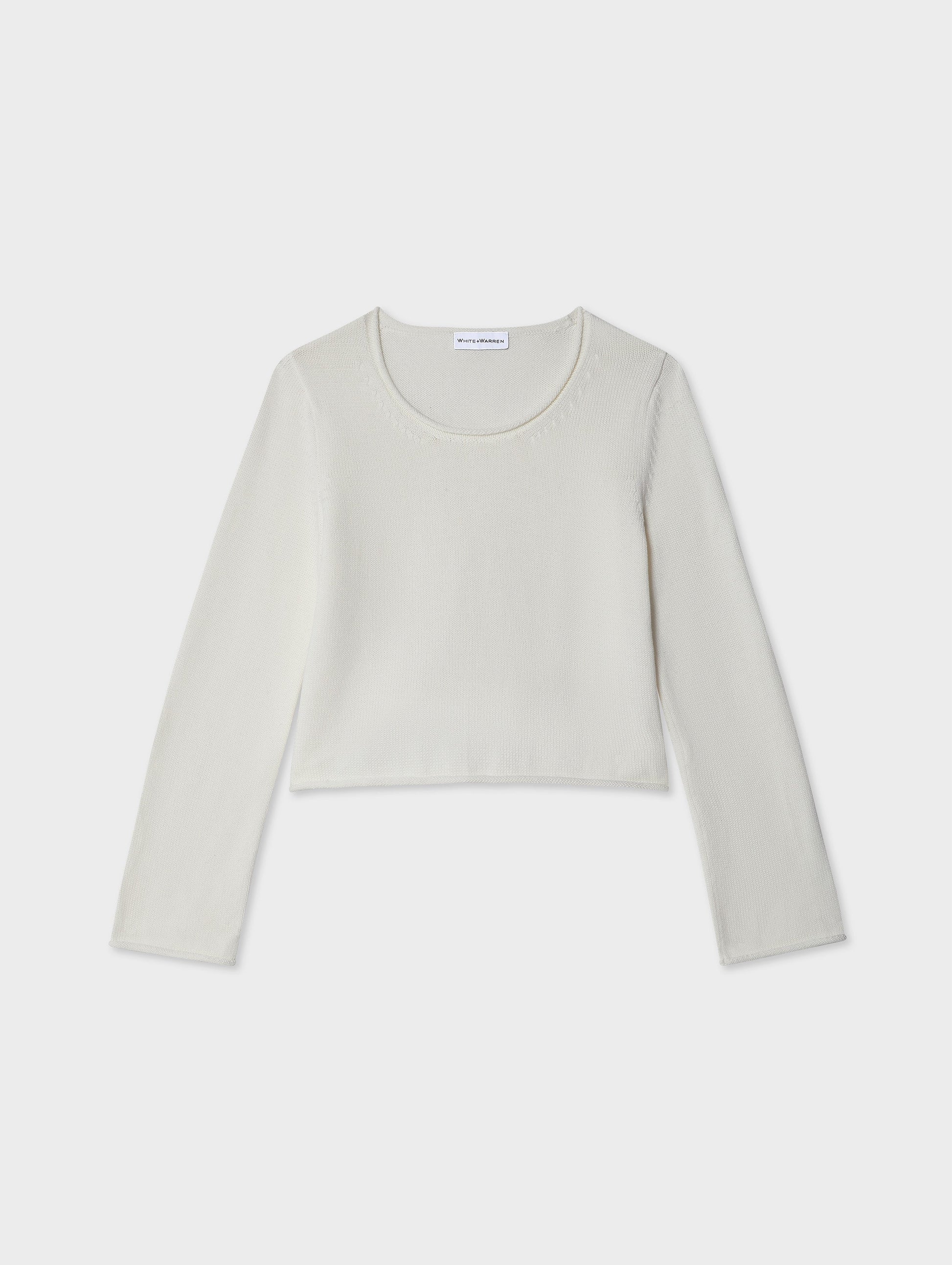 Cotton Roll Trim Crewneck