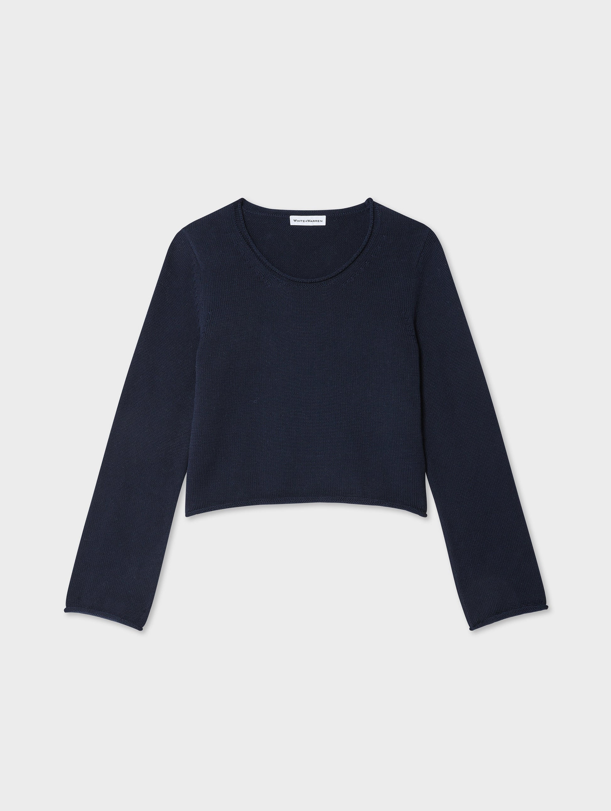 Cotton Roll Trim Crewneck