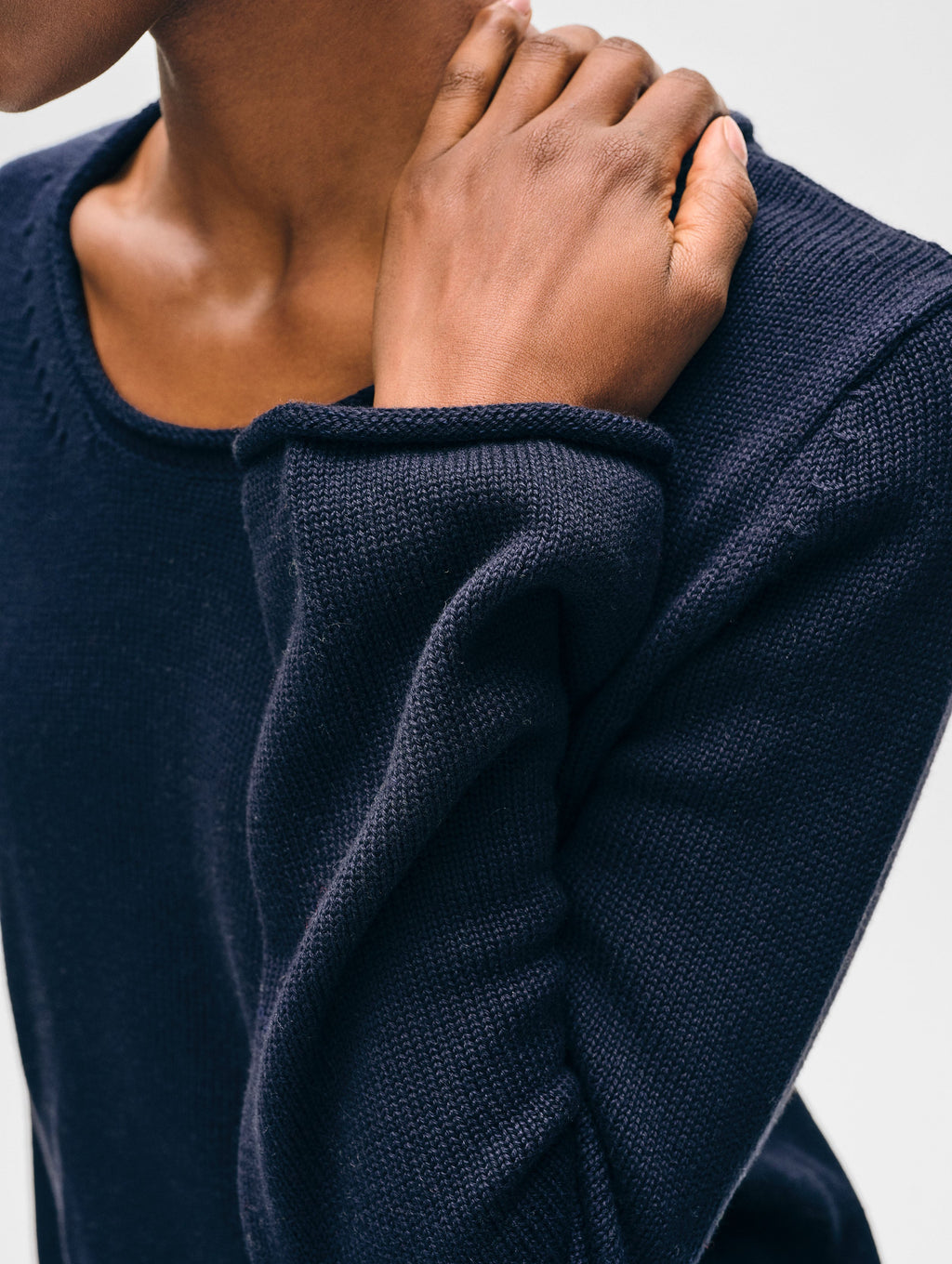 Cotton Roll Trim Crewneck