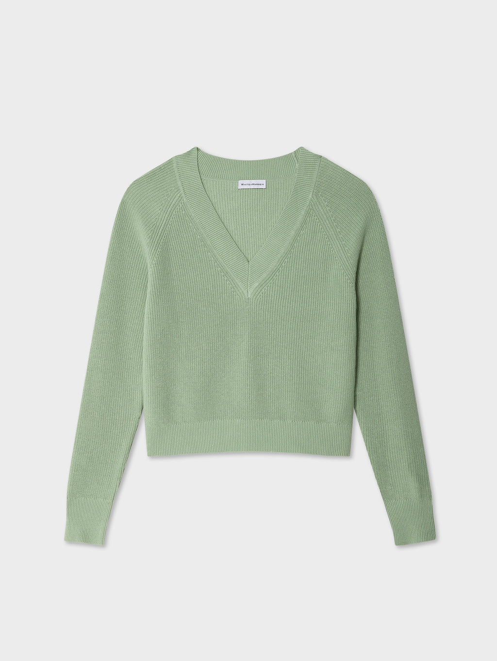 Fine Cotton Blend Ribbed V Neck