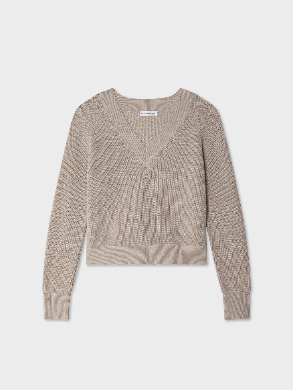 Fine Cotton Blend Ribbed V Neck