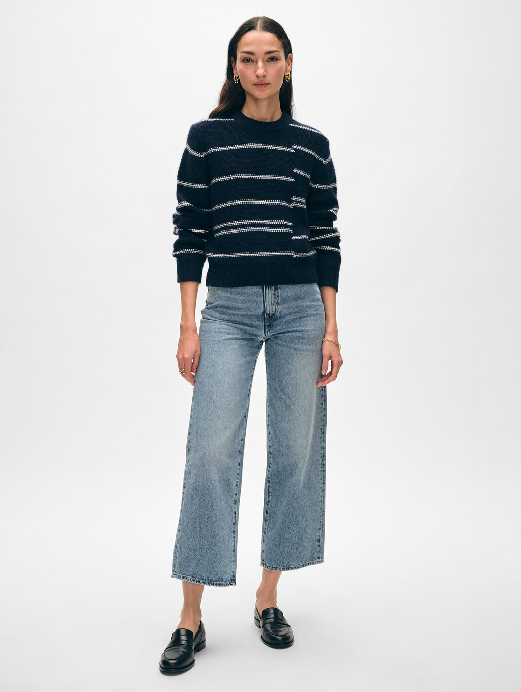 Cashmere Broken Stripe Crewneck