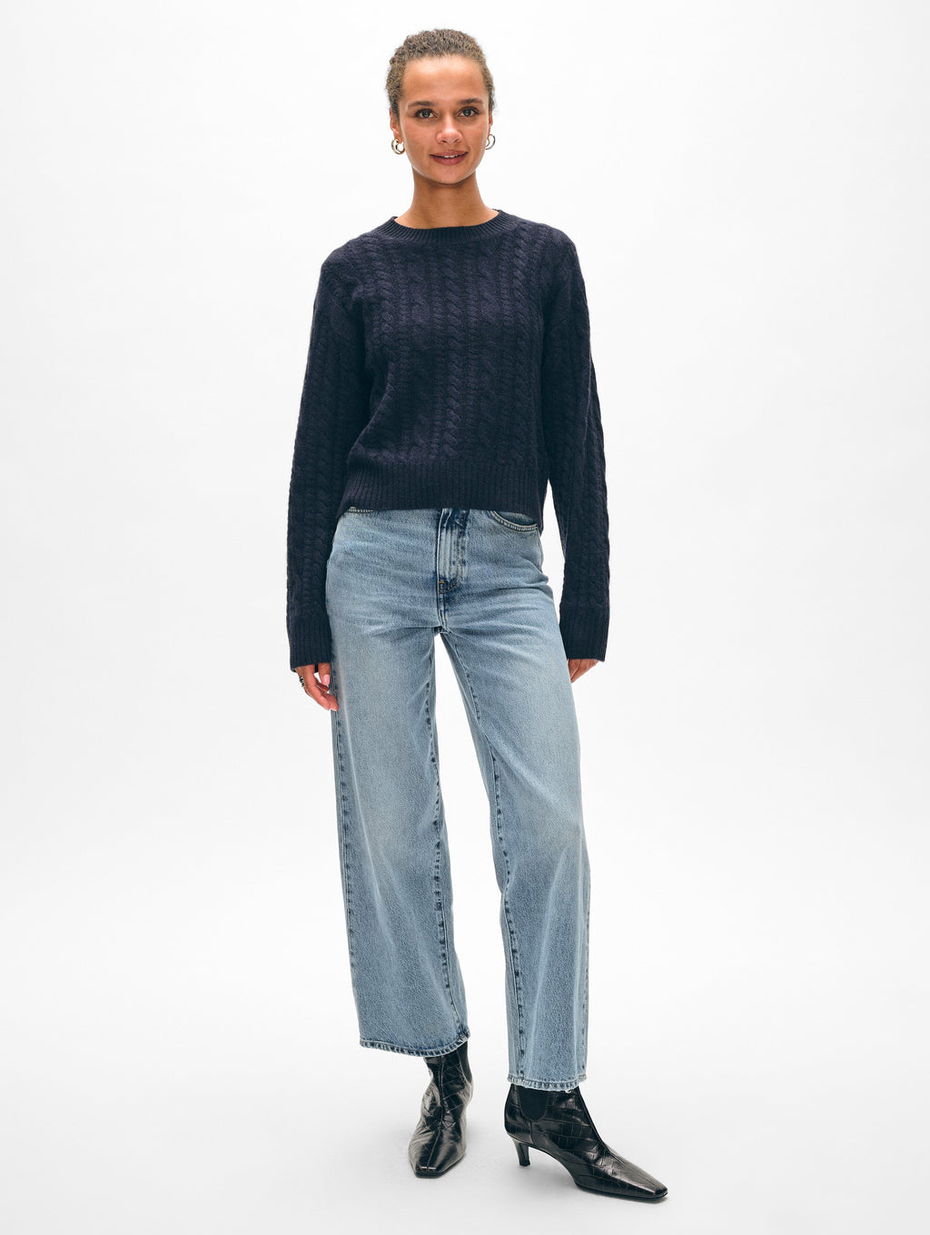 Cashmere Mixed Cable Crewneck