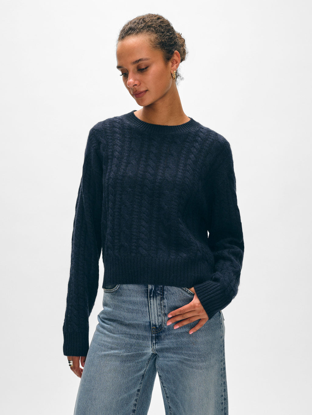 Cashmere Mixed Cable Crewneck