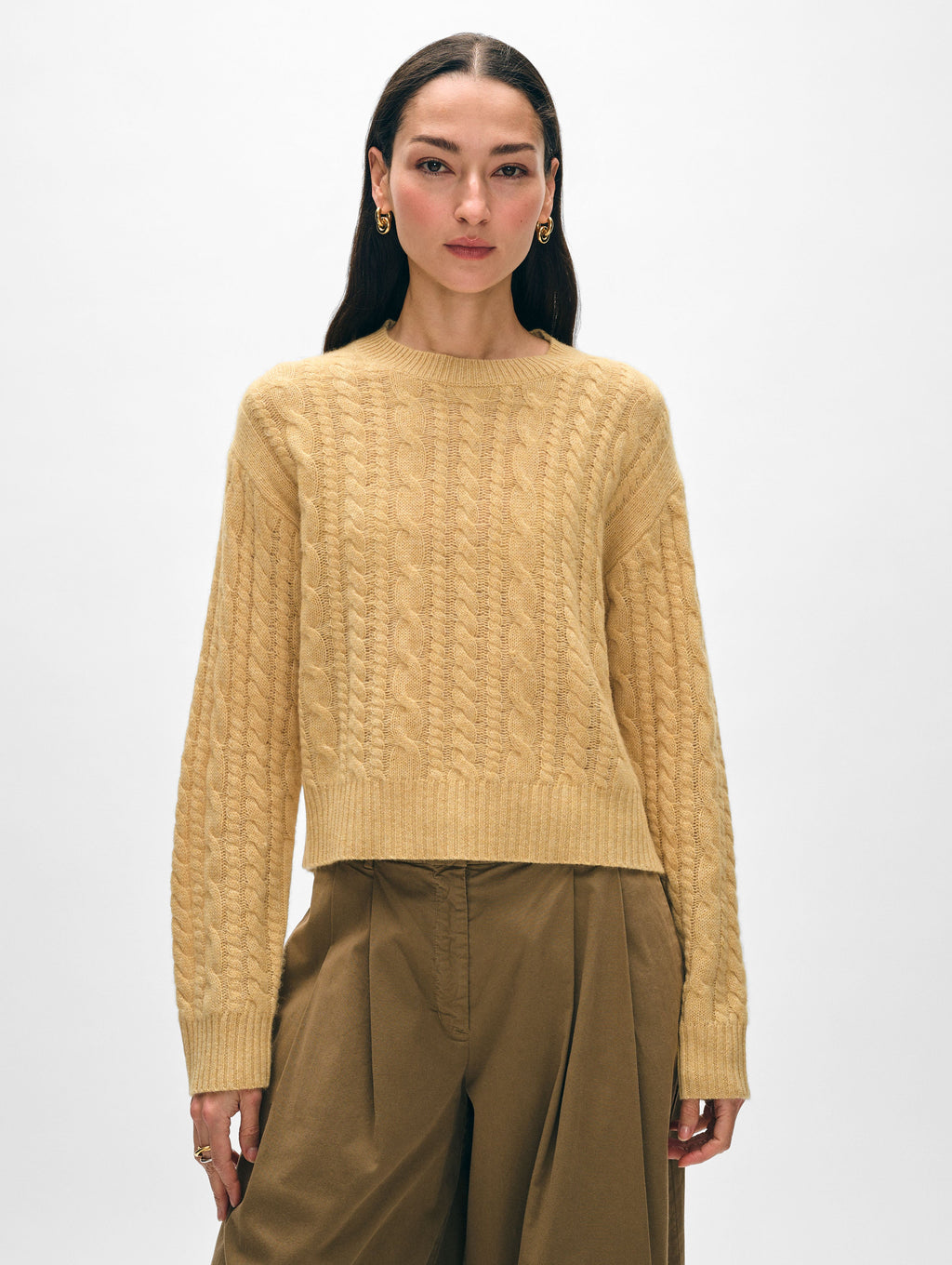 Cashmere Mixed Cable Crewneck