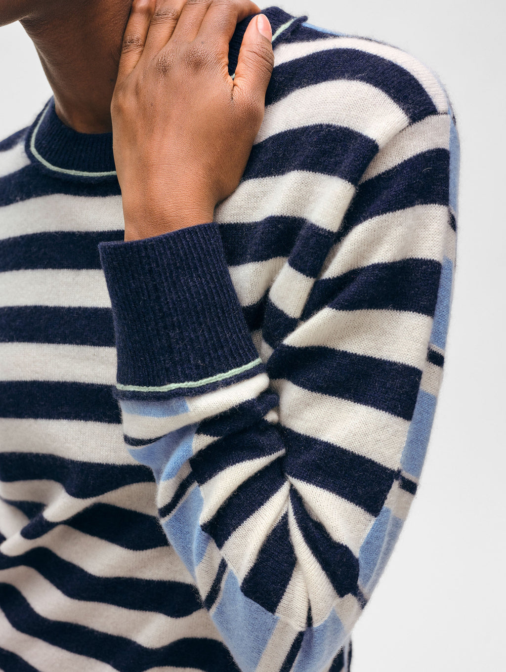 Cashmere Mixed Stripe Crewneck