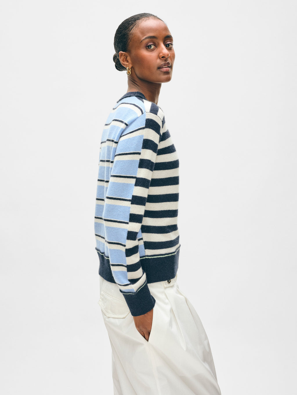 Cashmere Mixed Stripe Crewneck