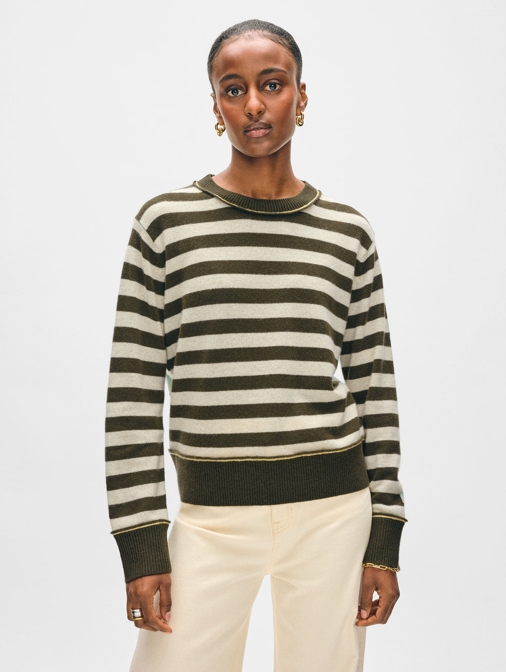 Cashmere Mixed Stripe Crewneck
