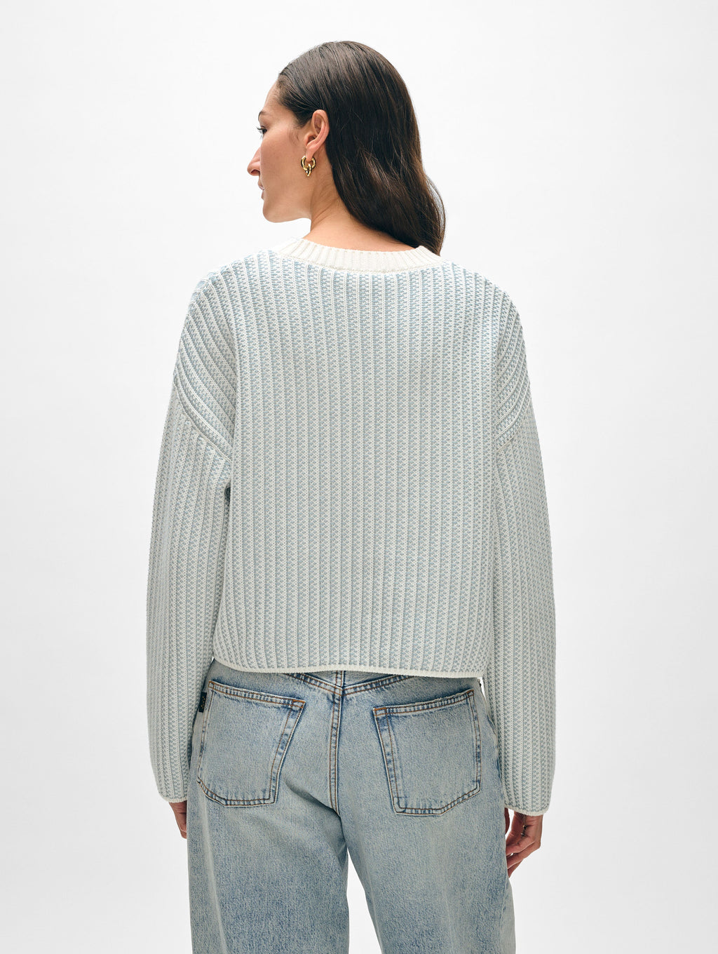 Cotton Two-toned Textured Crewneck