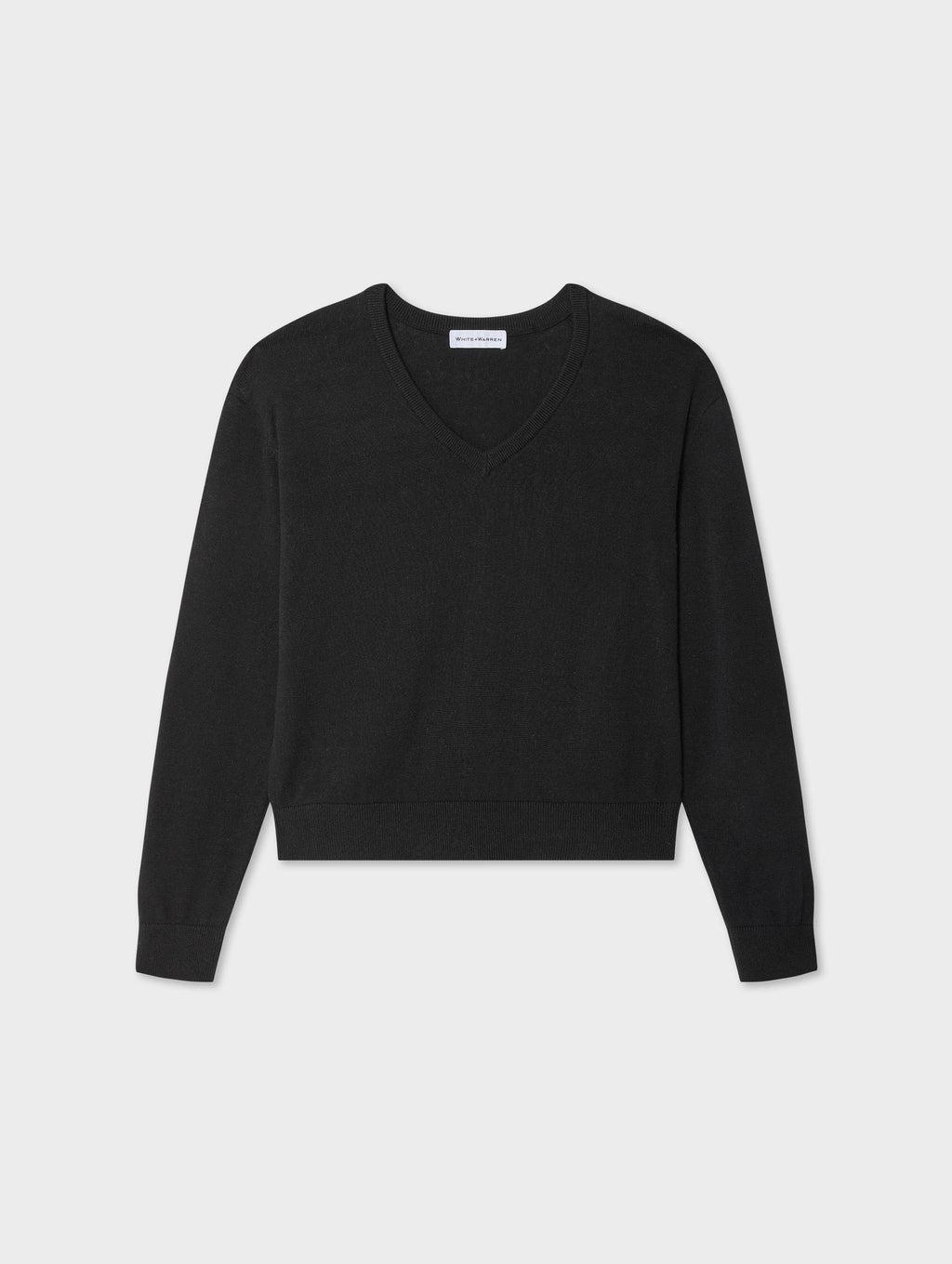 Linen Blend Rib Trim V Neck