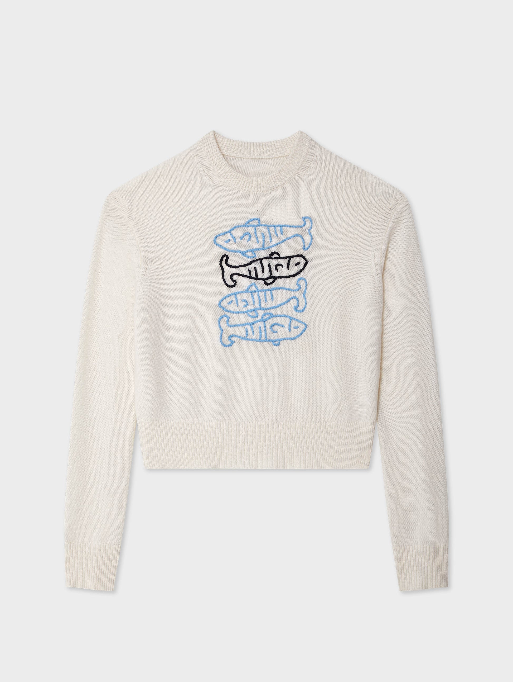 Cashmere Sardine Embroidered Crewneck