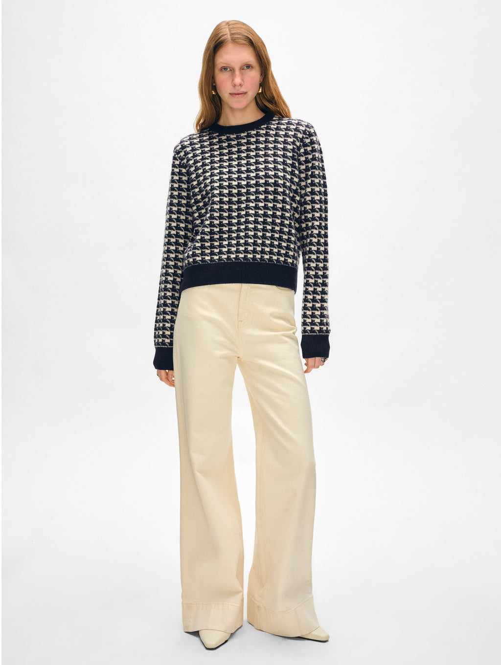 Cashmere Gingham Crewneck