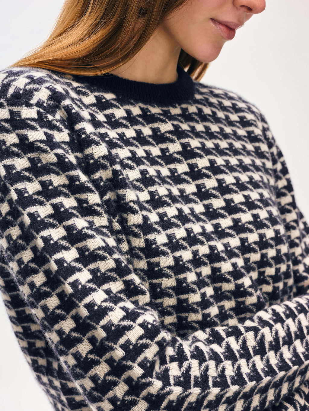 Cashmere Gingham Crewneck