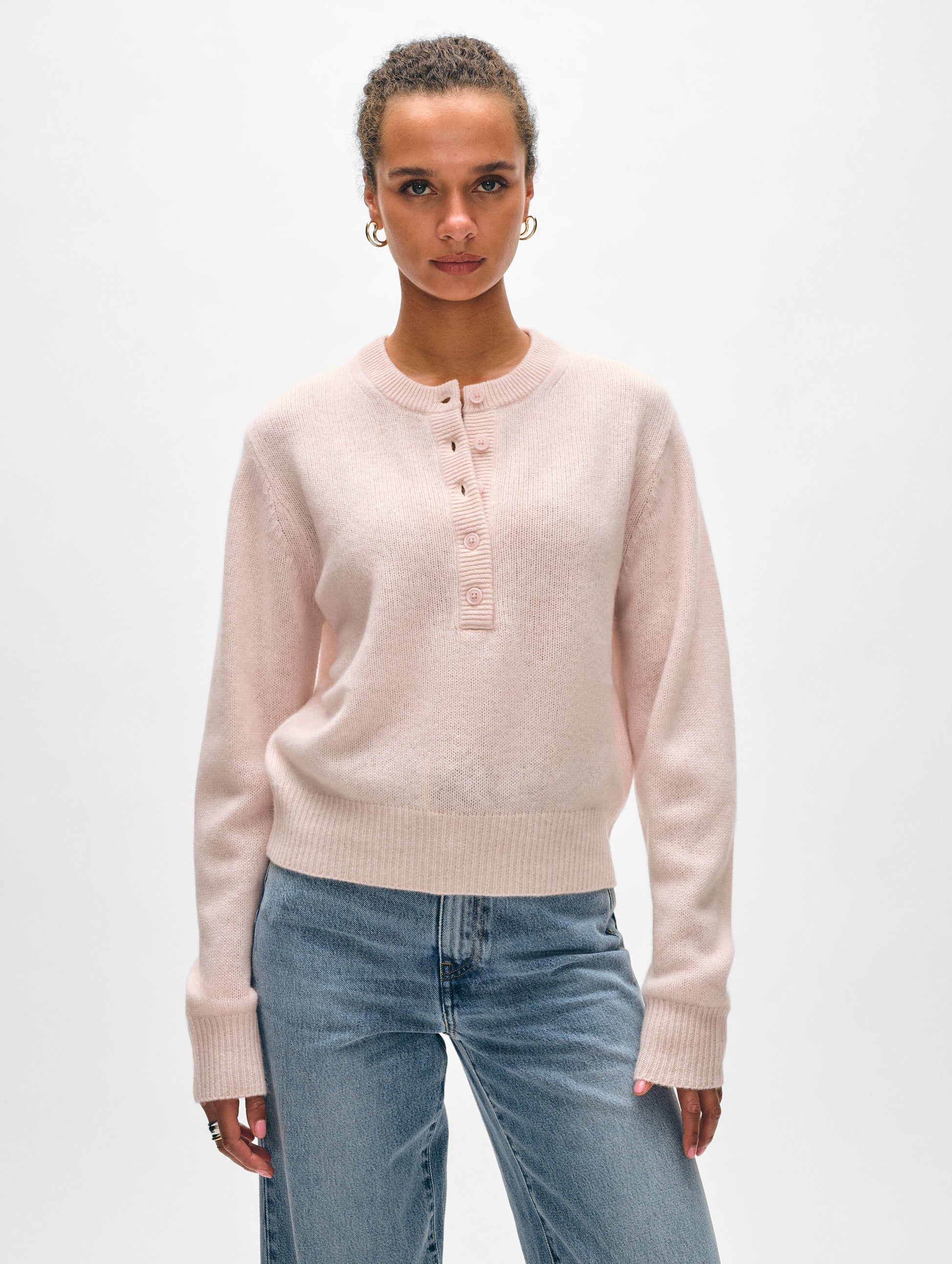 Cashmere Rib Trim Henley
