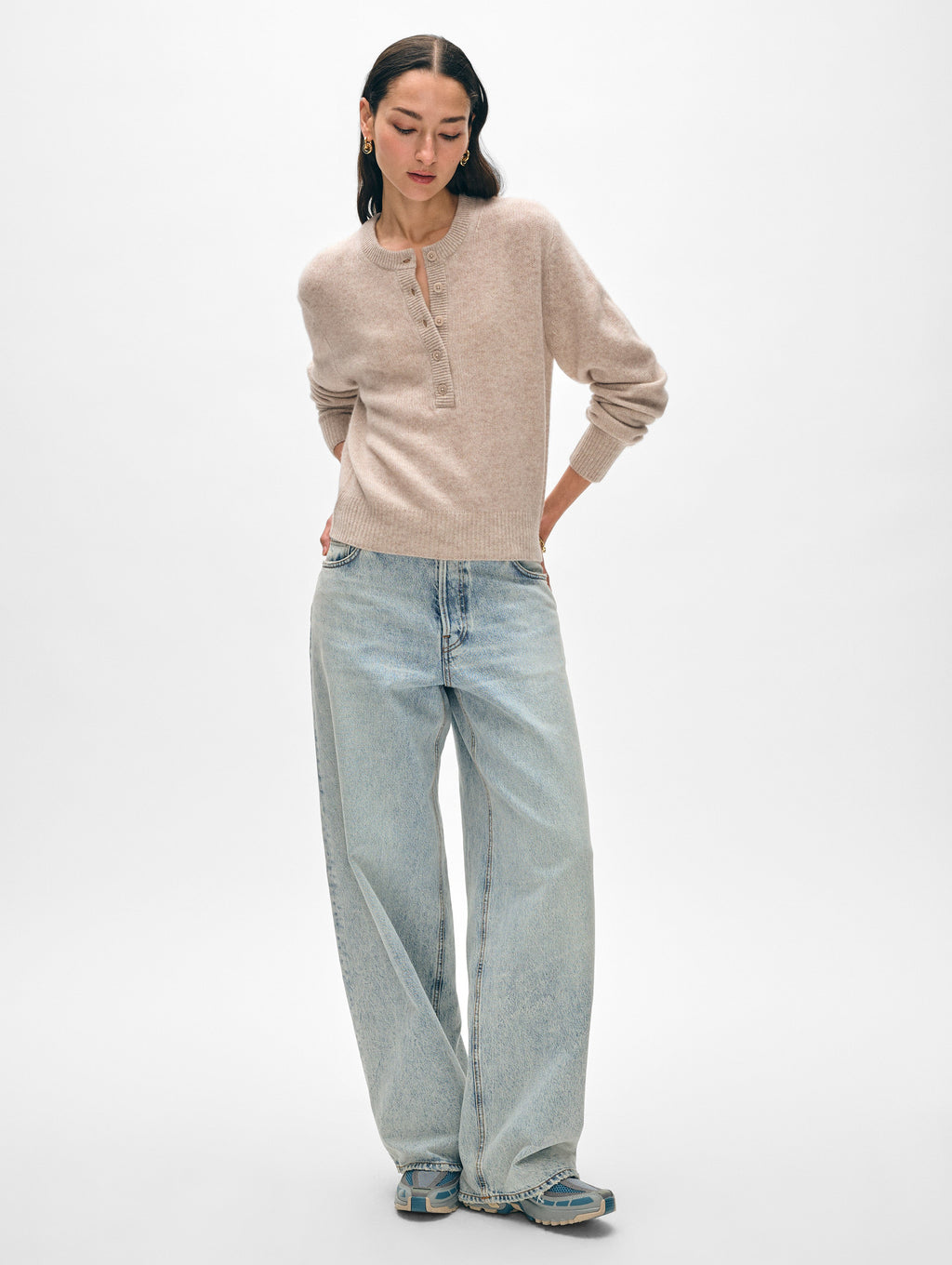 Cashmere Rib Trim Henley