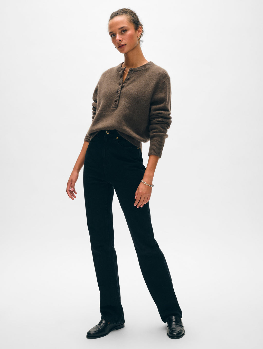 Cashmere Rib Trim Henley