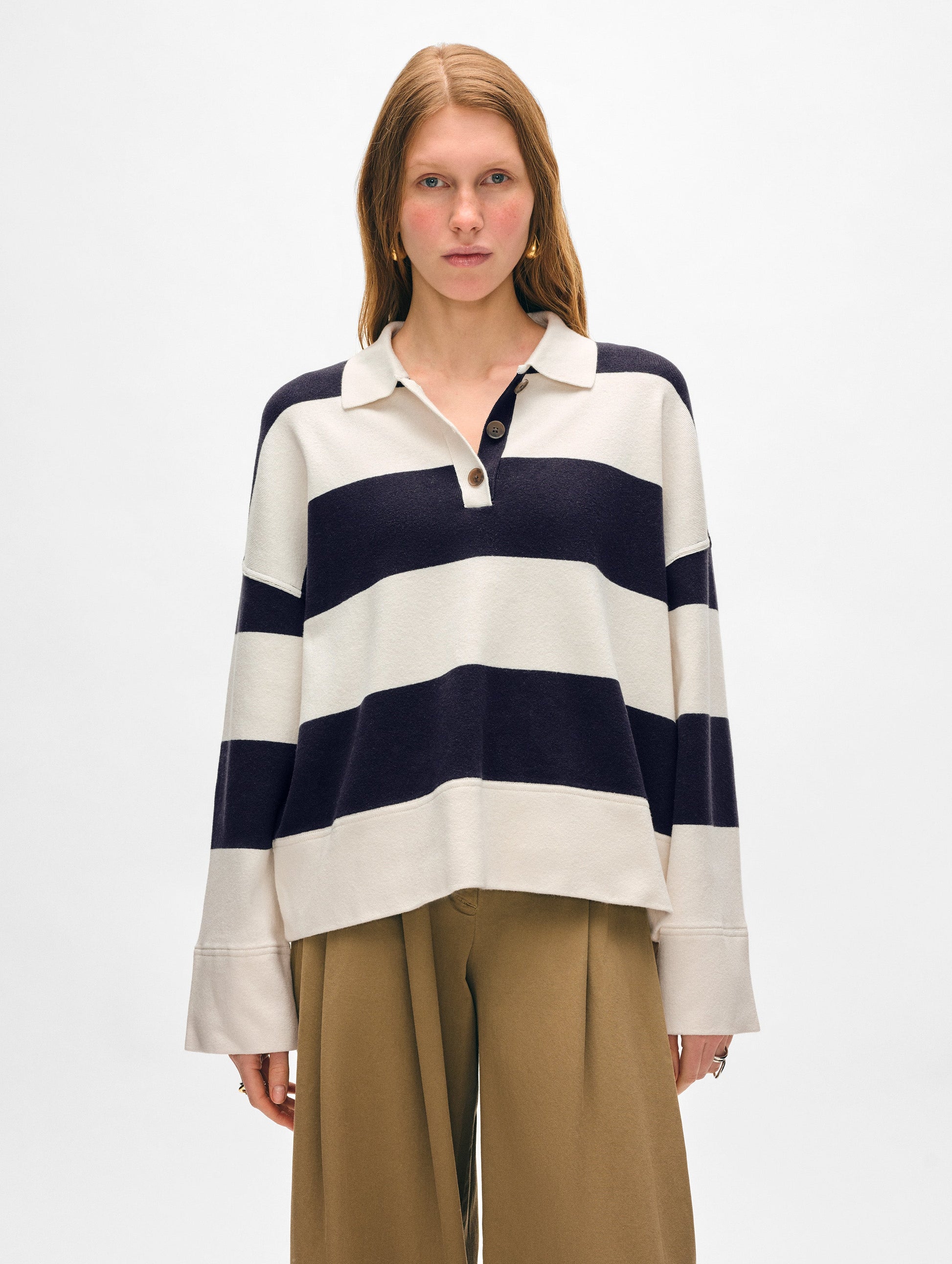 Cotton Blend Rugby Polo