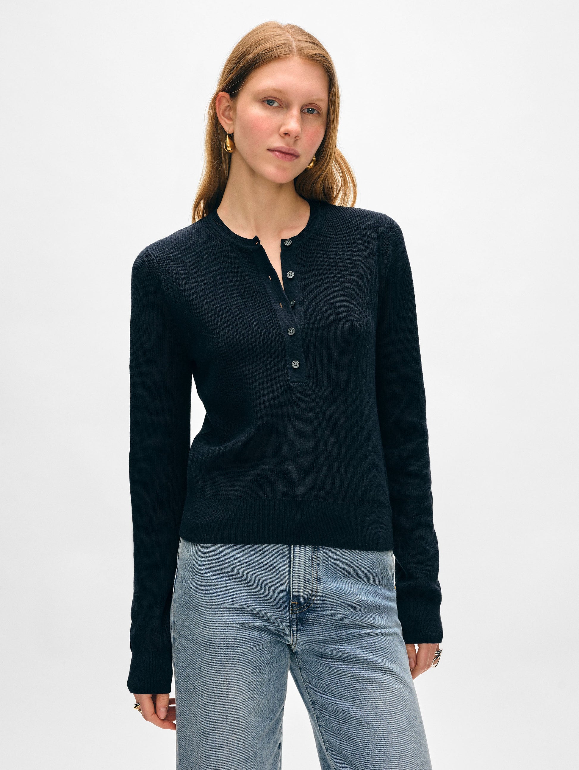 Fine Cotton Ribbed Henley